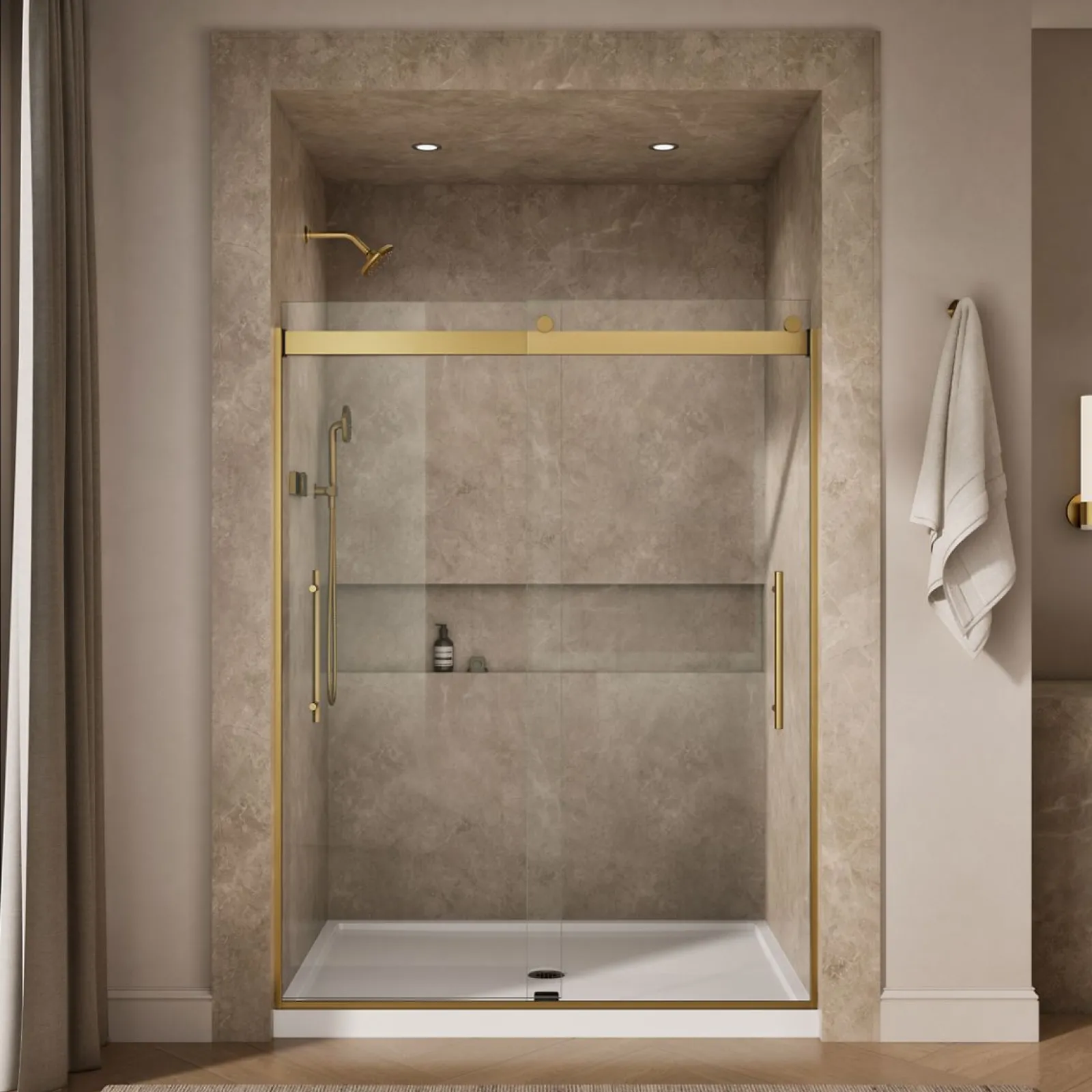 56-5/8"-59-5/8" W x 77.53" H bypass shower door with 5/16"-thick Crystal Clear glass^Kohler Sale