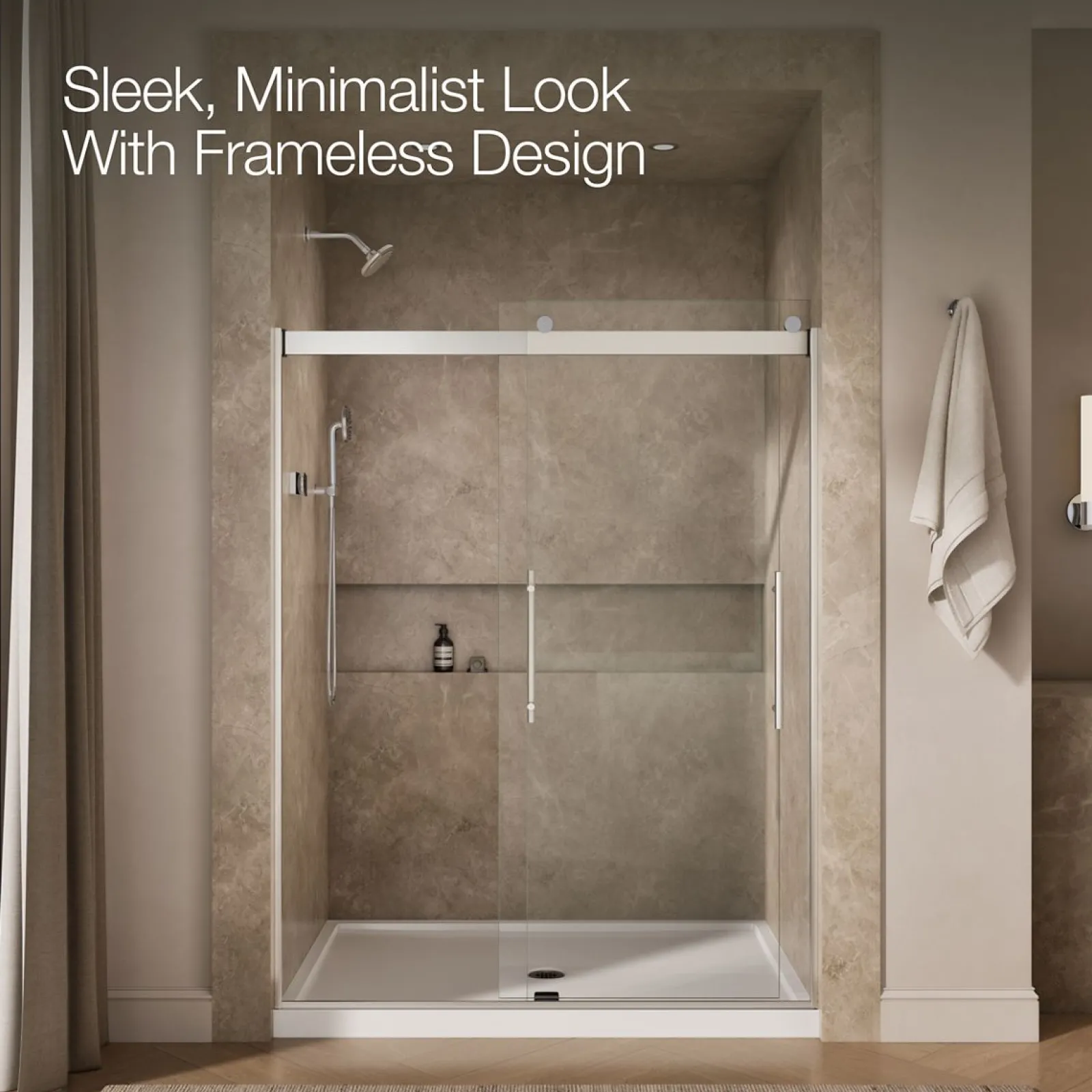 56-5/8"-59-5/8" W x 77.53" H bypass shower door with 5/16"-thick Crystal Clear glass^Kohler Sale