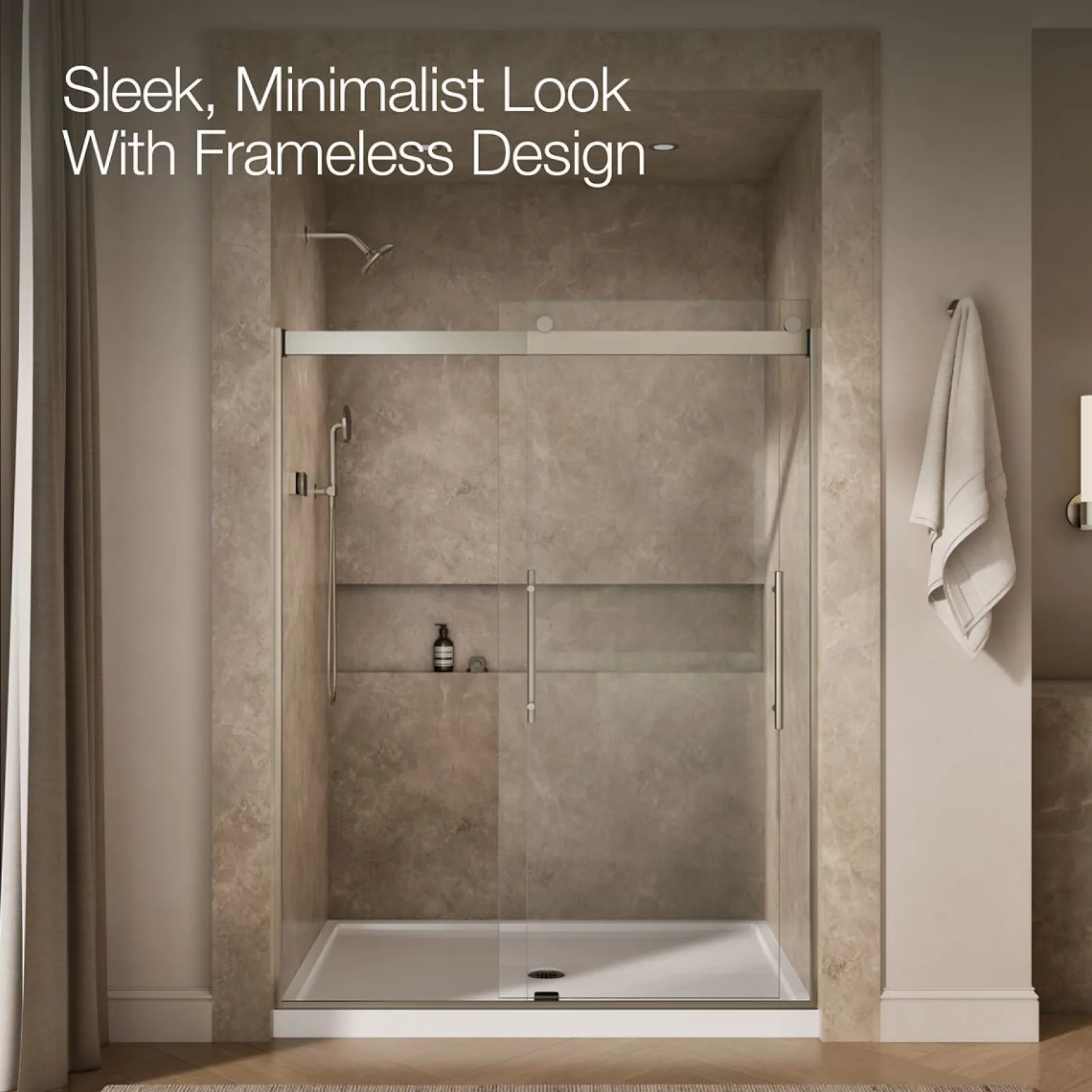 56-5/8"-59-5/8" W x 77.53" H bypass shower door with 5/16"-thick Crystal Clear glass^Kohler Sale