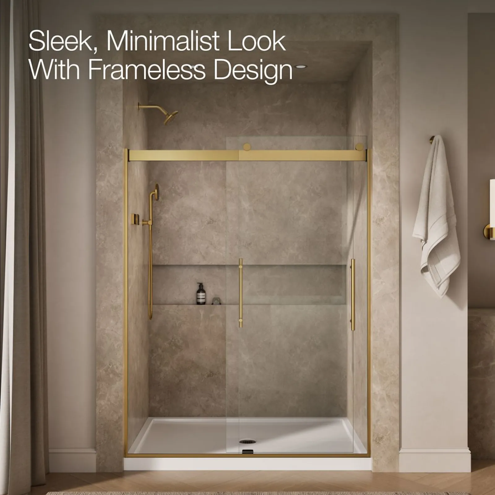 56-5/8"-59-5/8" W x 77.53" H bypass shower door with 5/16"-thick Crystal Clear glass^Kohler Sale