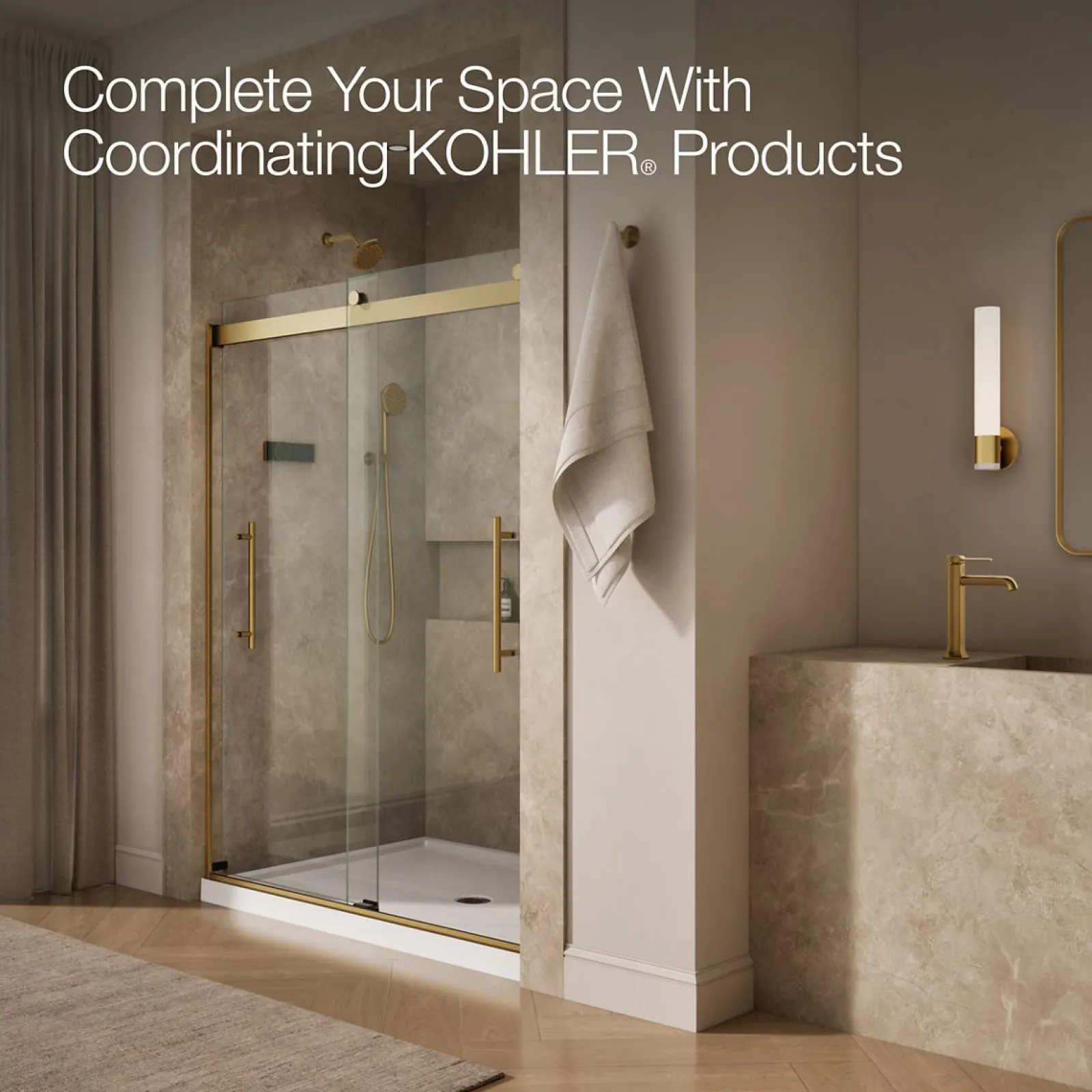 56-5/8"-59-5/8" W x 77.53" H bypass shower door with 5/16"-thick Crystal Clear glass^Kohler Sale