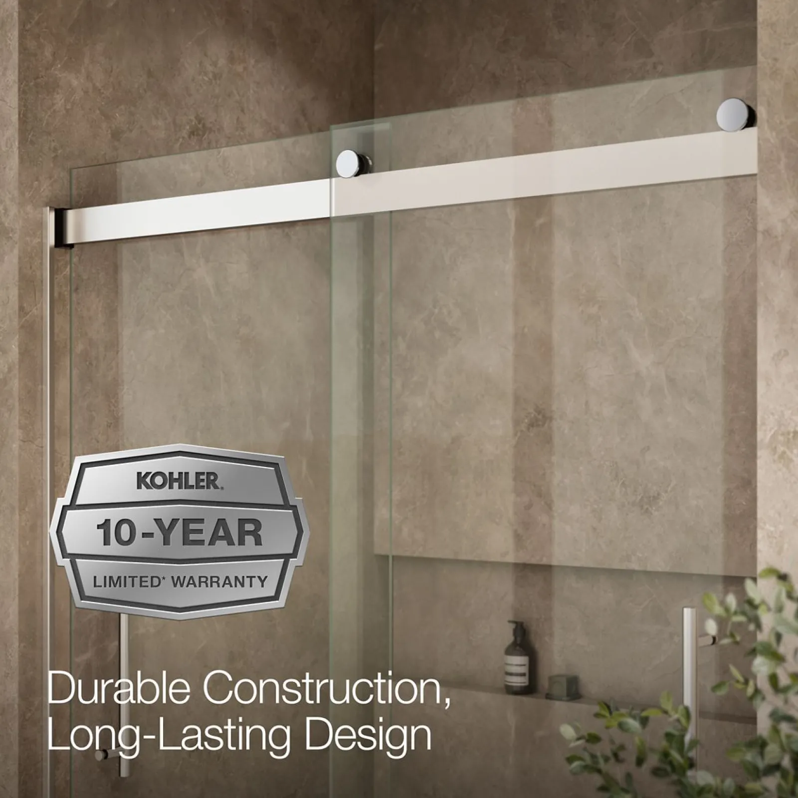 56-5/8"-59-5/8" W x 77.53" H bypass shower door with 5/16"-thick Crystal Clear glass^Kohler Sale