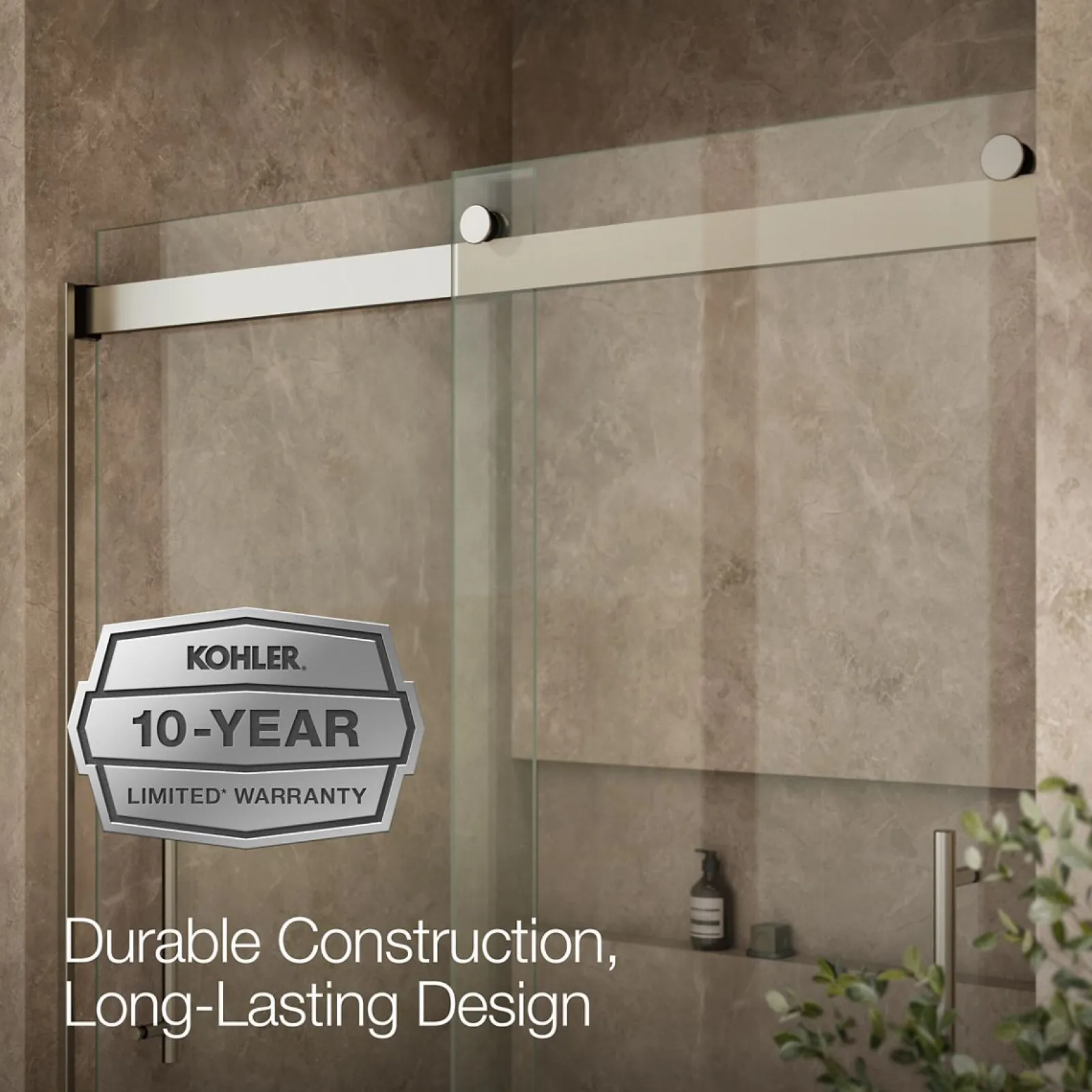 56-5/8"-59-5/8" W x 77.53" H bypass shower door with 5/16"-thick Crystal Clear glass^Kohler Sale