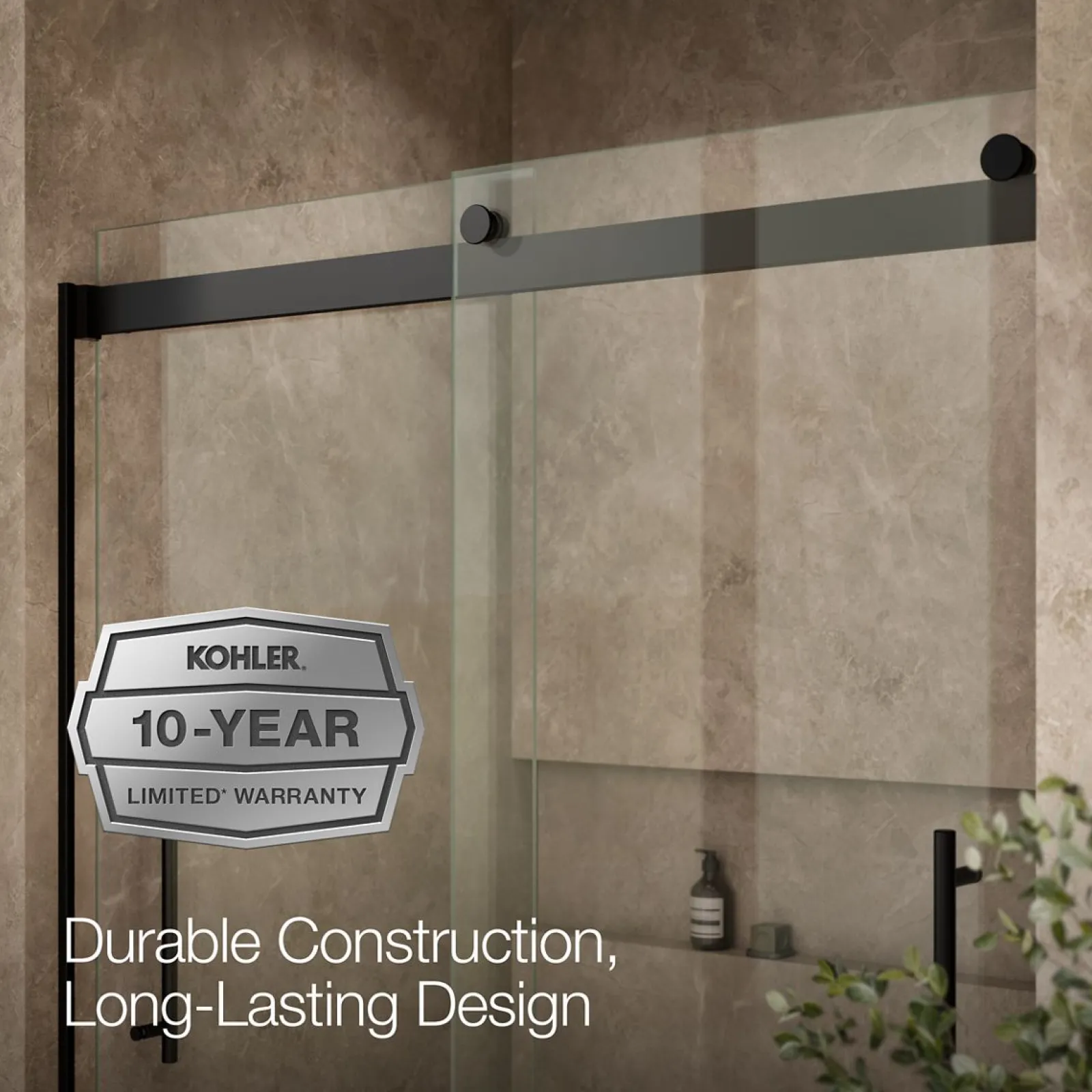 56-5/8"-59-5/8" W x 77.53" H bypass shower door with 5/16"-thick Crystal Clear glass^Kohler Sale