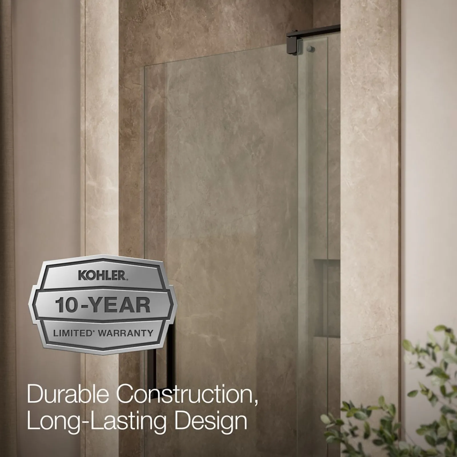 27-5/16"-31-1/8" W x 70" H pivot shower door with 1/4"-thick Crystal Clear glass^Kohler Hot