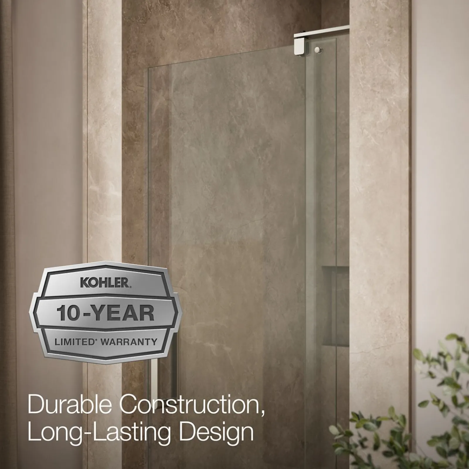 27-5/16"-31-1/8" W x 70" H pivot shower door with 1/4"-thick Crystal Clear glass^Kohler Hot