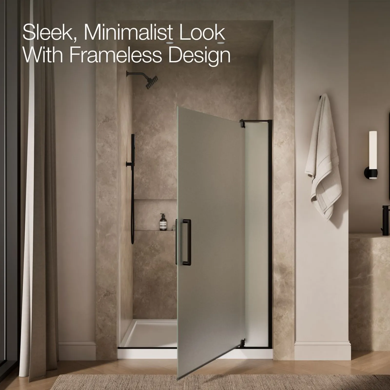 43-1/8"-48" W x 70" H pivot shower door with 5/16"-thick Frosted glass^Kohler