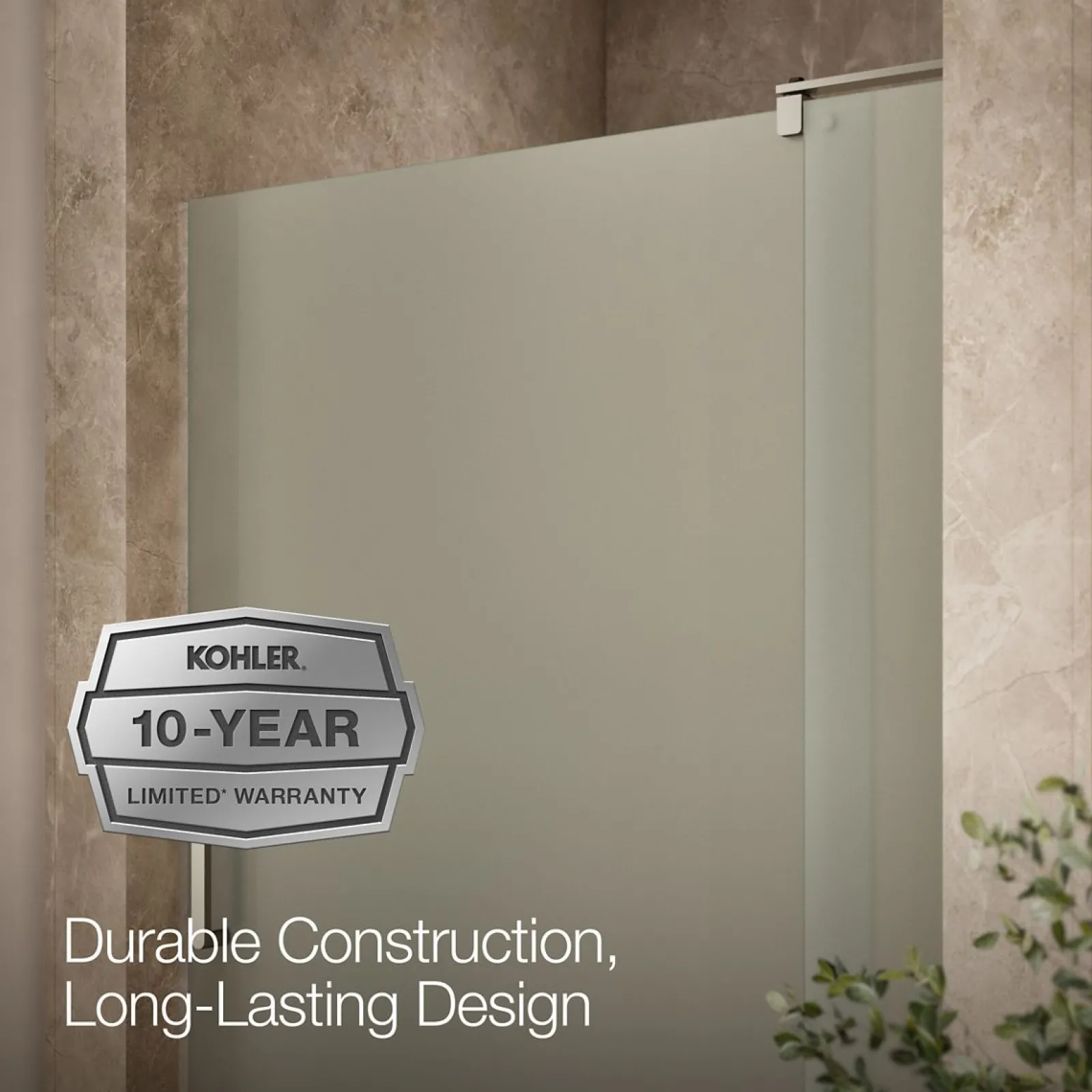 43-1/8"-48" W x 70" H pivot shower door with 5/16"-thick Frosted glass^Kohler