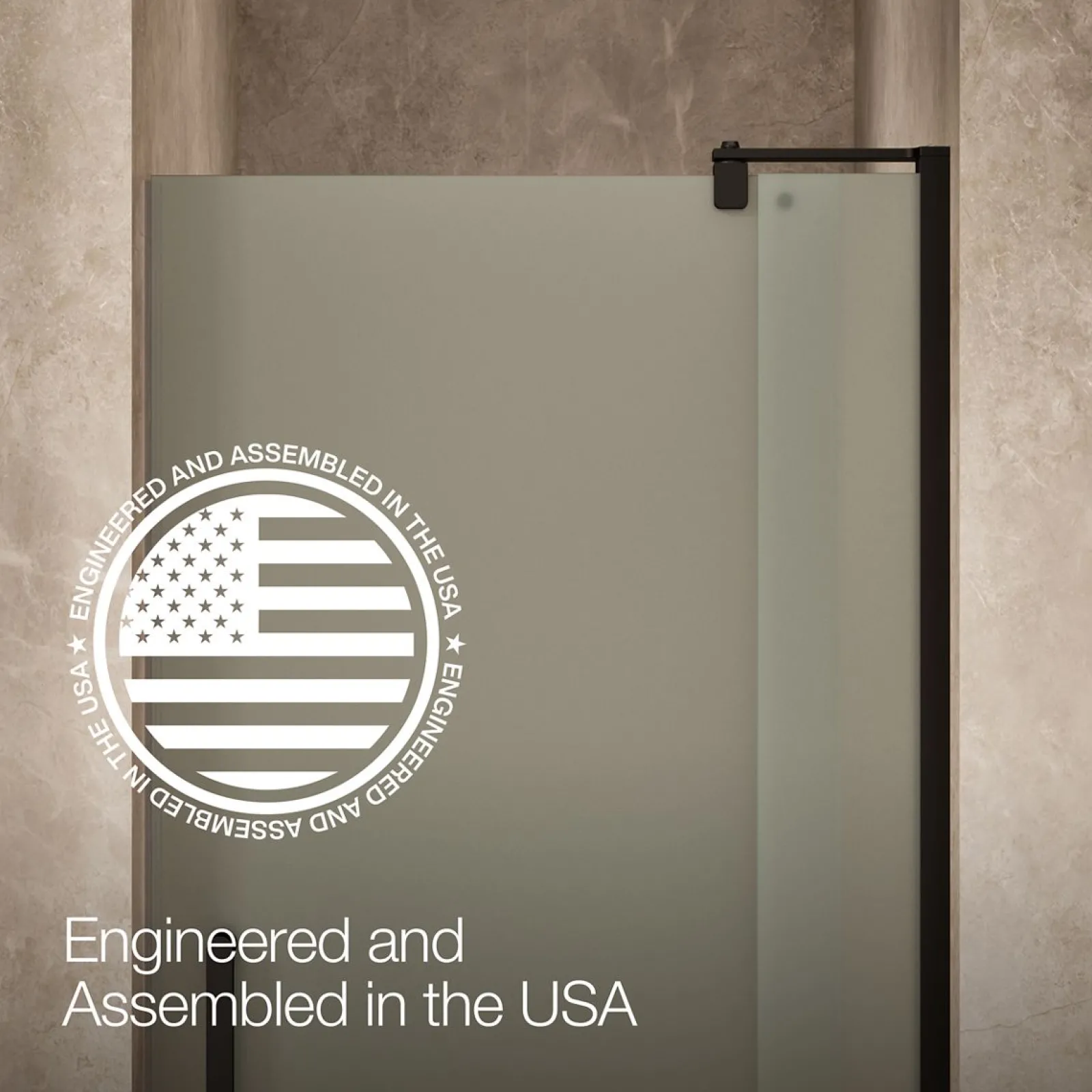 31-1/8"-36" W x 70" H pivot shower door with 1/4"-thick Frosted glass^Kohler New