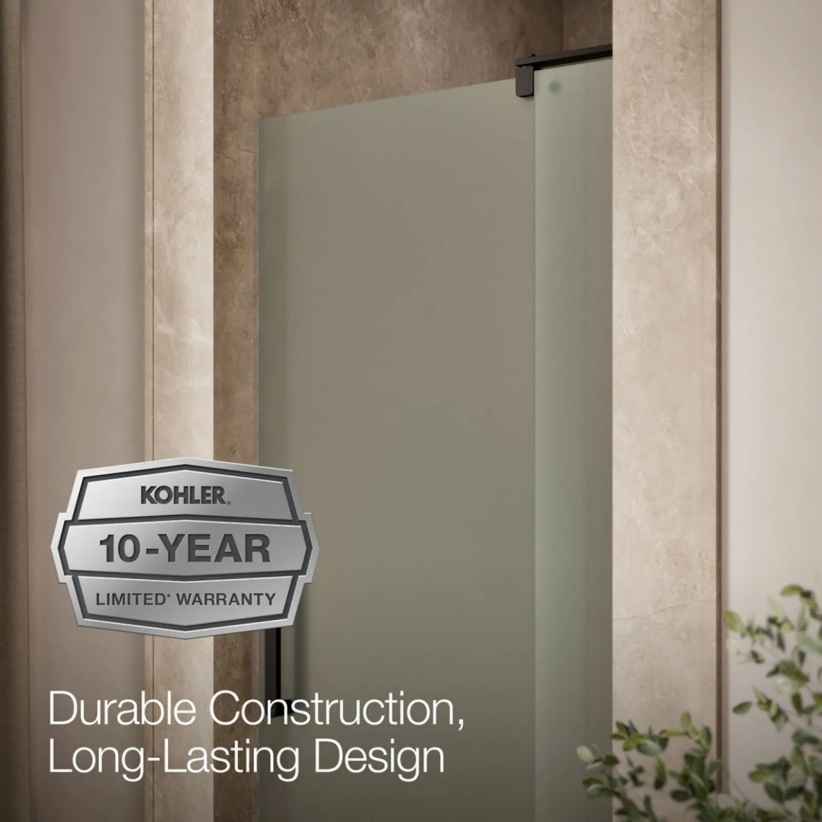31-1/8"-36" W x 70" H pivot shower door with 1/4"-thick Frosted glass^Kohler New