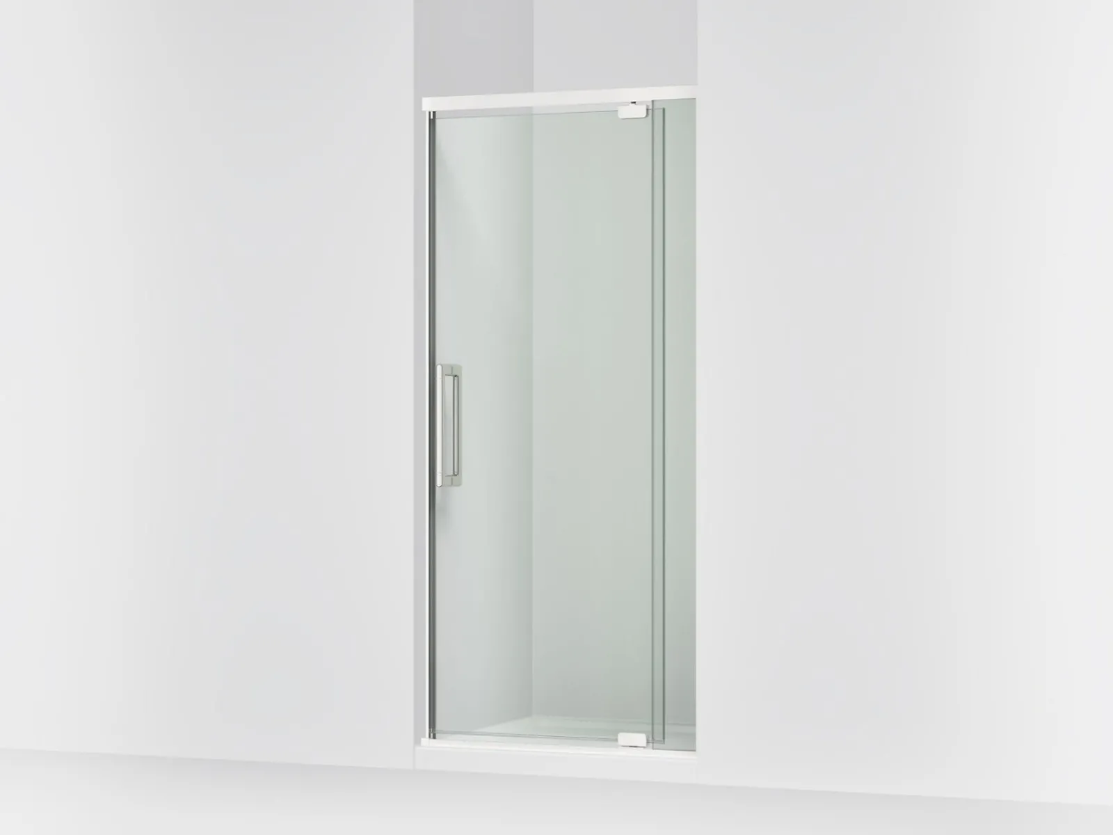 32"-36" W x 76" H pivot shower door with 5/16"-thick Crystal Clear glass^Kohler Hot