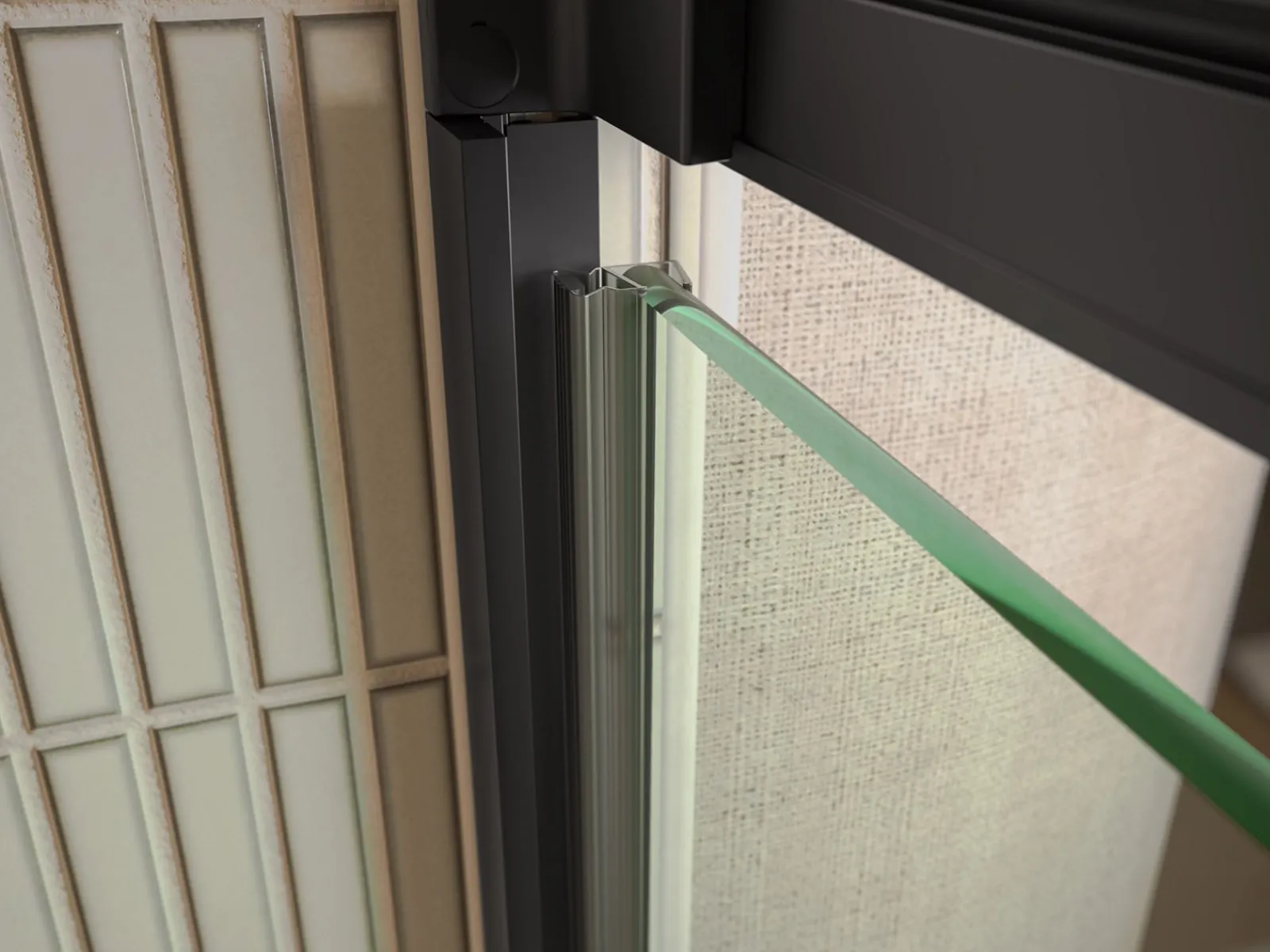 32"-36" W x 76" H pivot shower door with 5/16"-thick Crystal Clear glass^Kohler Hot