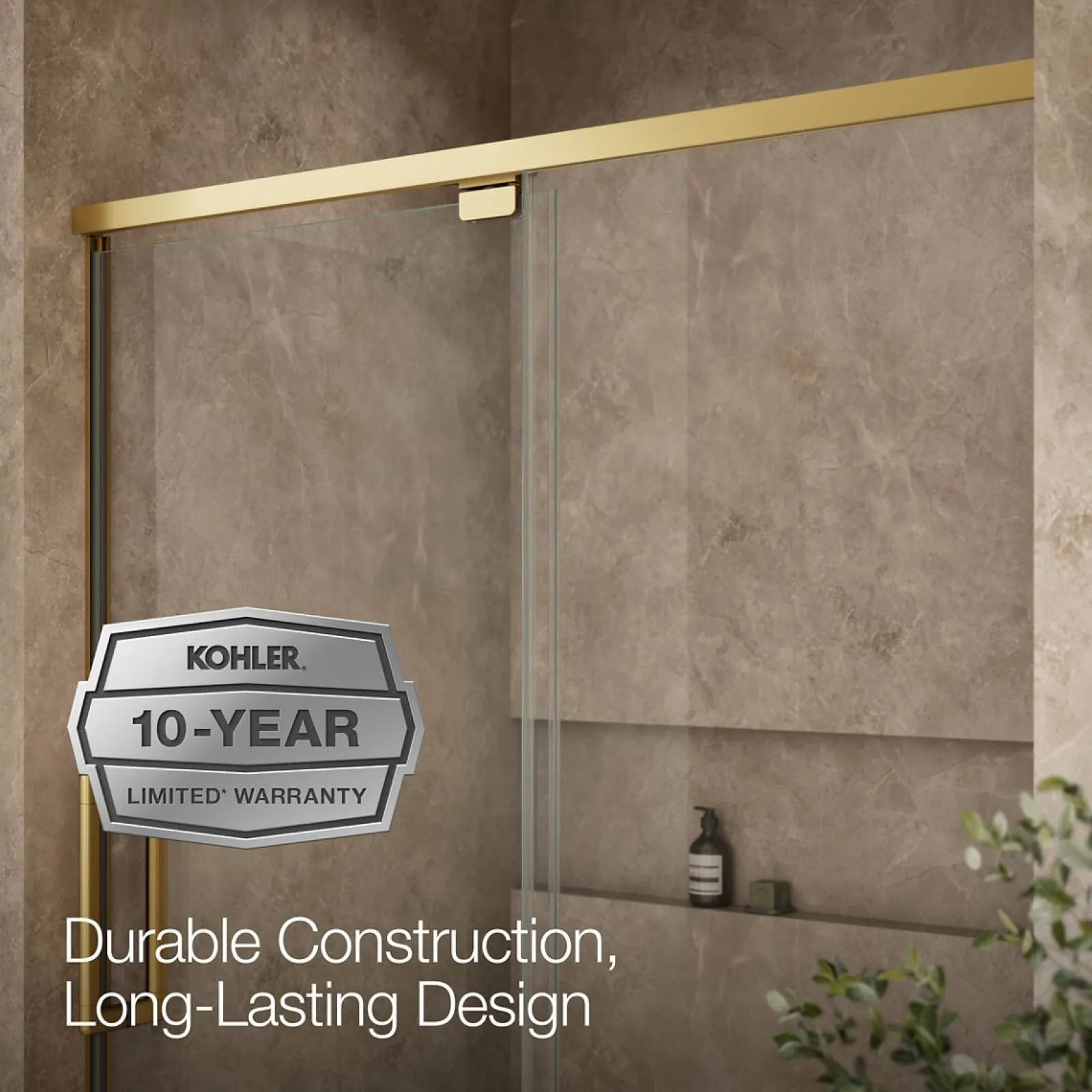 54"-60" W x 76" H pivot shower door with 5/16"-thick Crystal Clear glass^Kohler Outlet