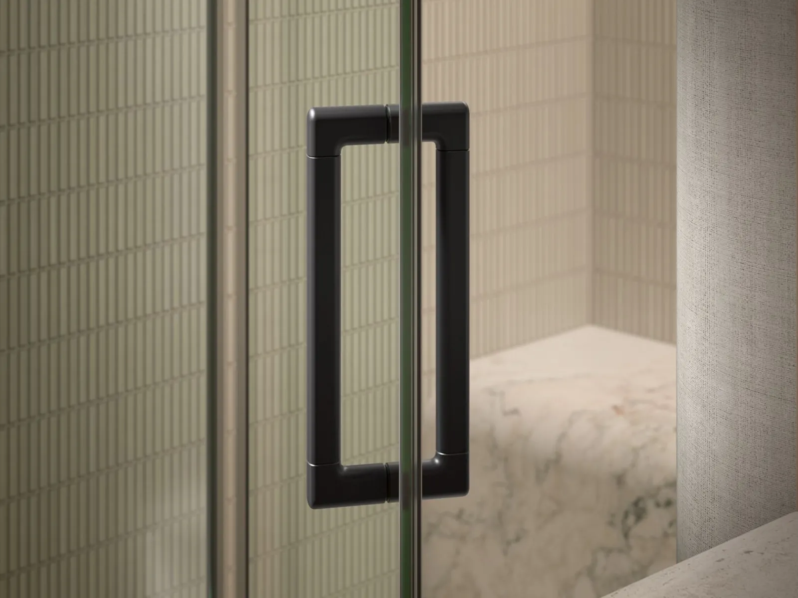 54"-60" W x 76" H pivot shower door with 5/16"-thick Crystal Clear glass^Kohler Outlet