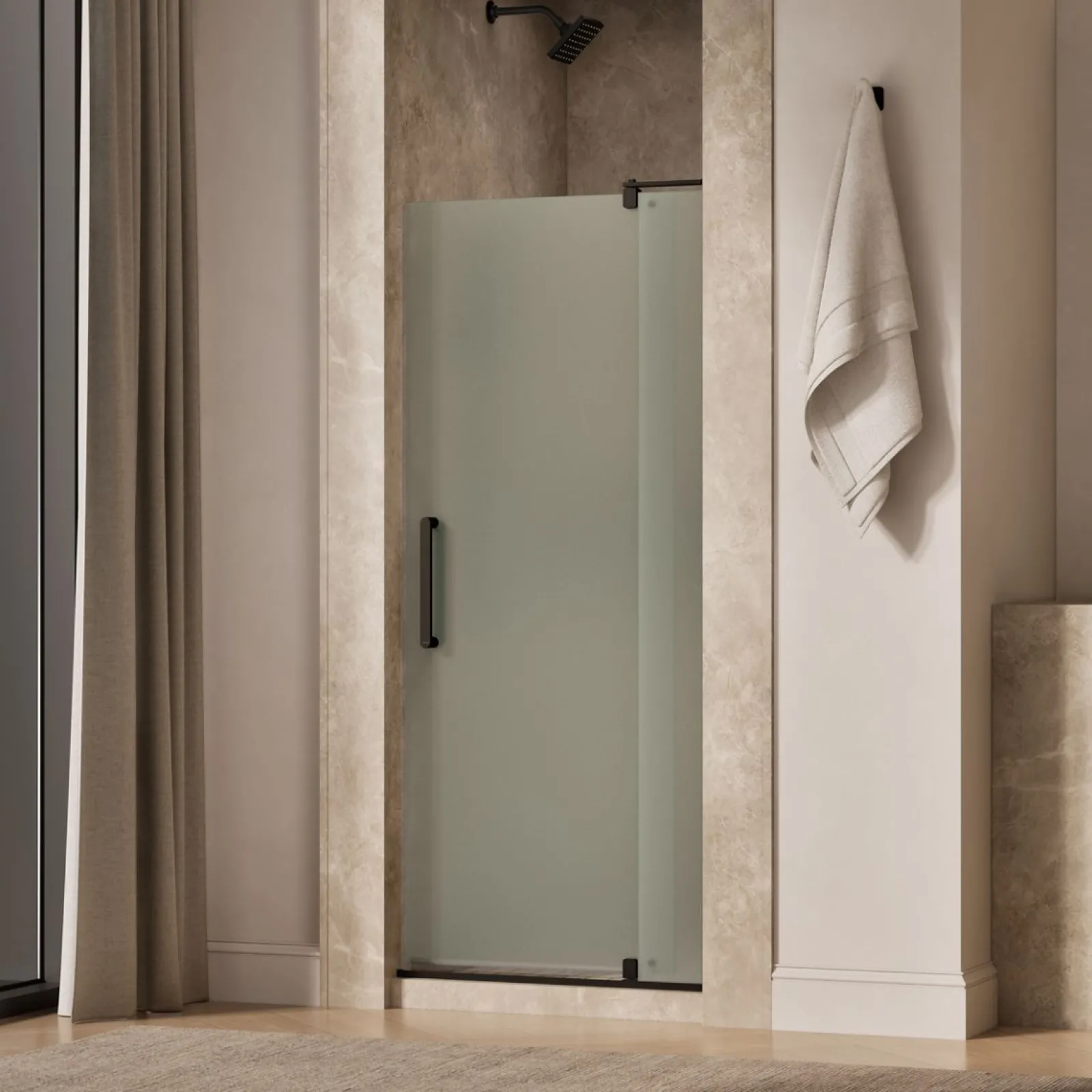 31-1/8"-36" W x 70" H pivot shower door with 5/16"-thick Frosted glass^Kohler Outlet