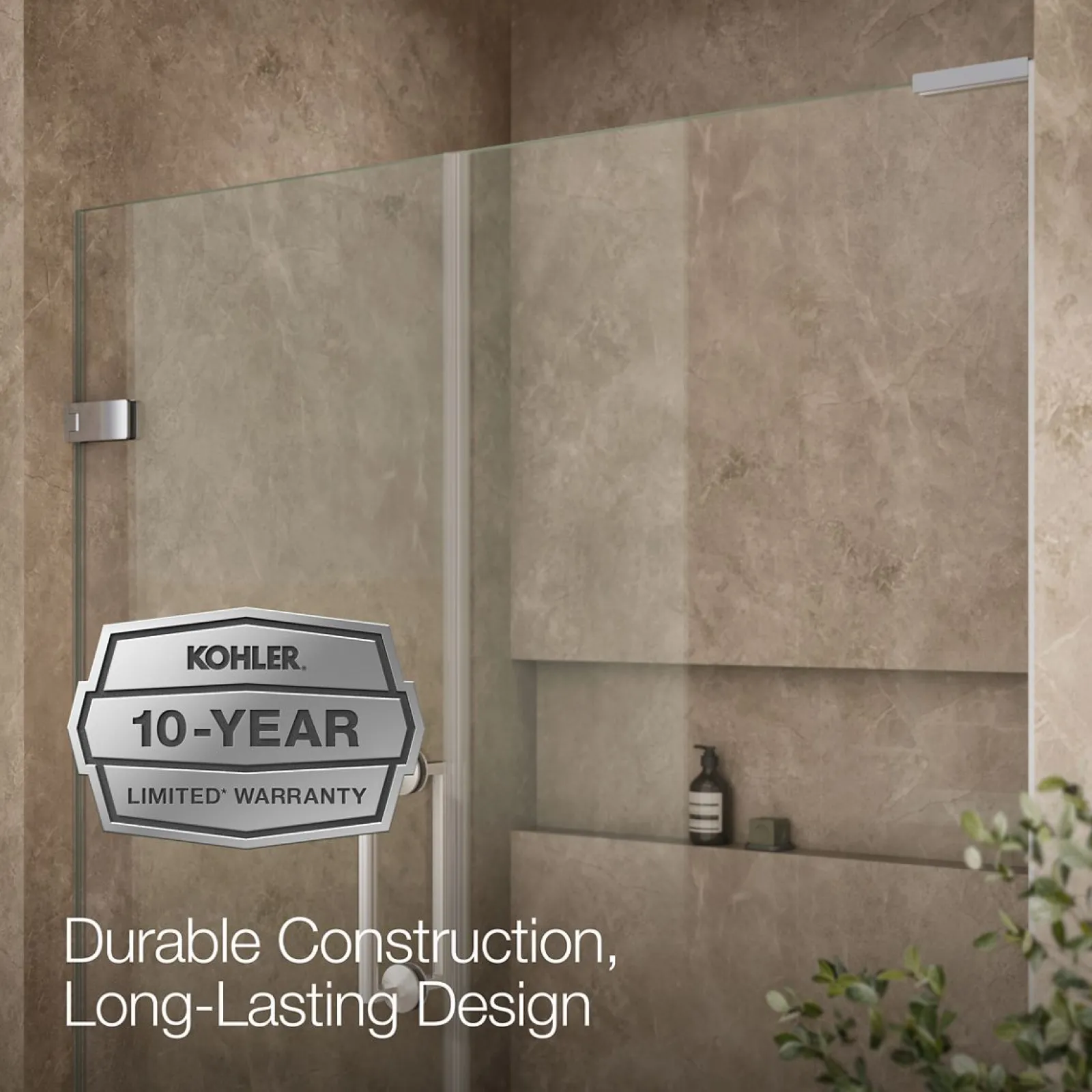 58"-58-3/4" W x 71-3/4" H pivot shower door with 3/8"-thick Crystal Clear glass^Kohler Hot