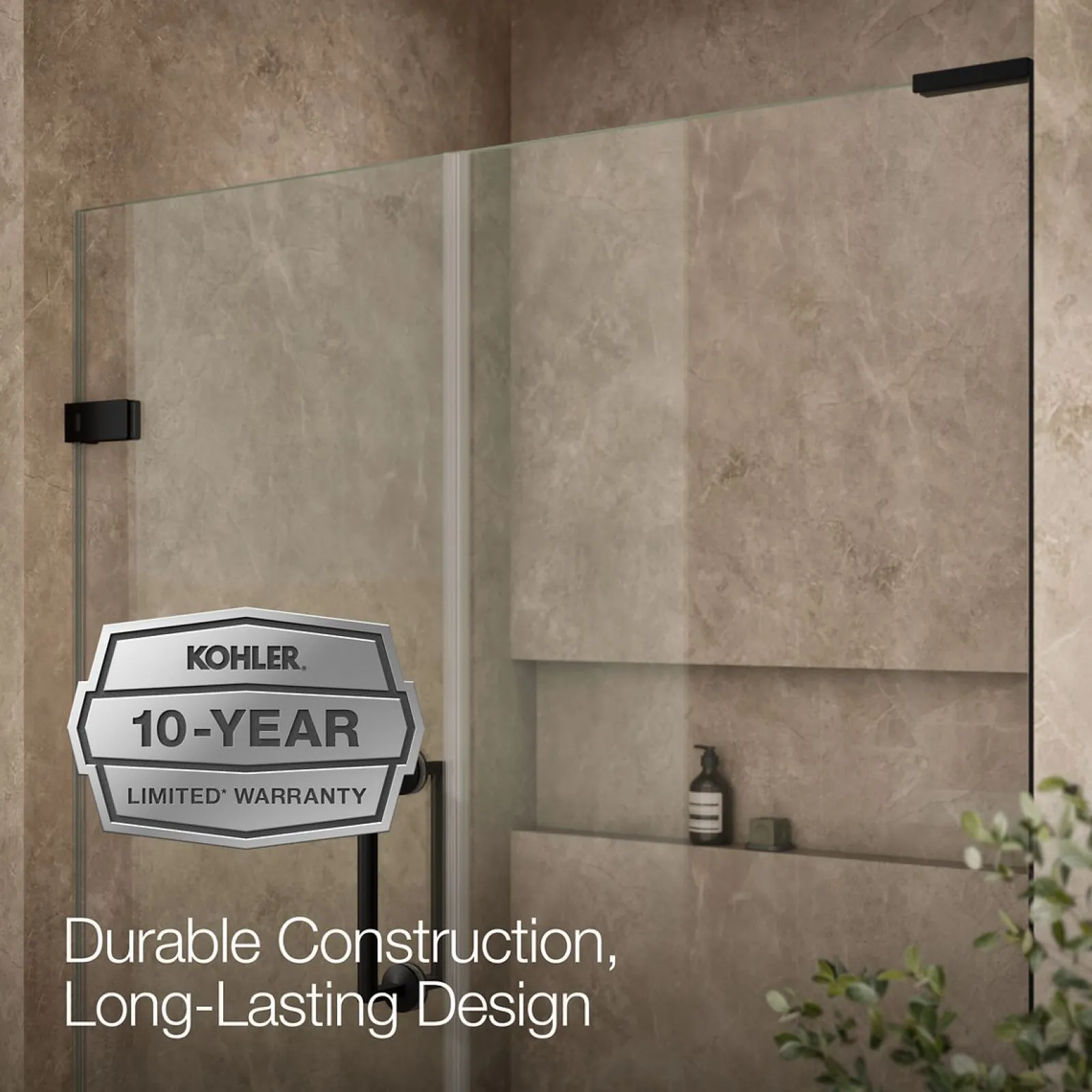 58"-58-3/4" W x 71-3/4" H pivot shower door with 3/8"-thick Crystal Clear glass^Kohler Hot