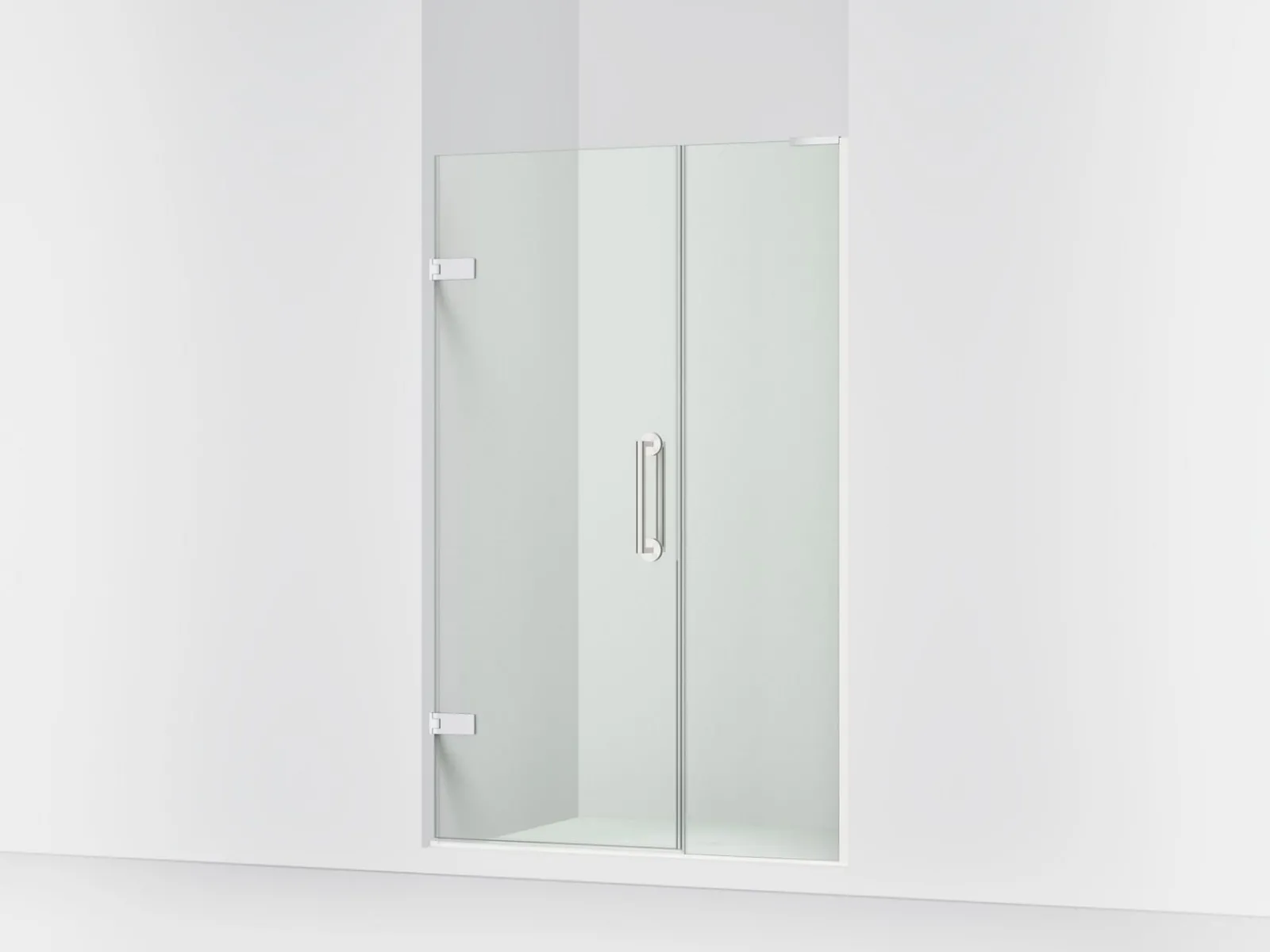 45-1/4"-46" W x 71-3/4" H pivot shower door with 3/8"-thick Crystal Clear glass^Kohler Hot
