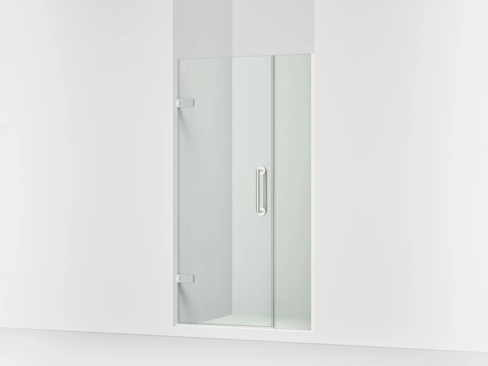 33-5/8"-34-3/8" W x 71-9/16" H pivot shower door with 3/8"-thick Crystal Clear glass^Kohler New
