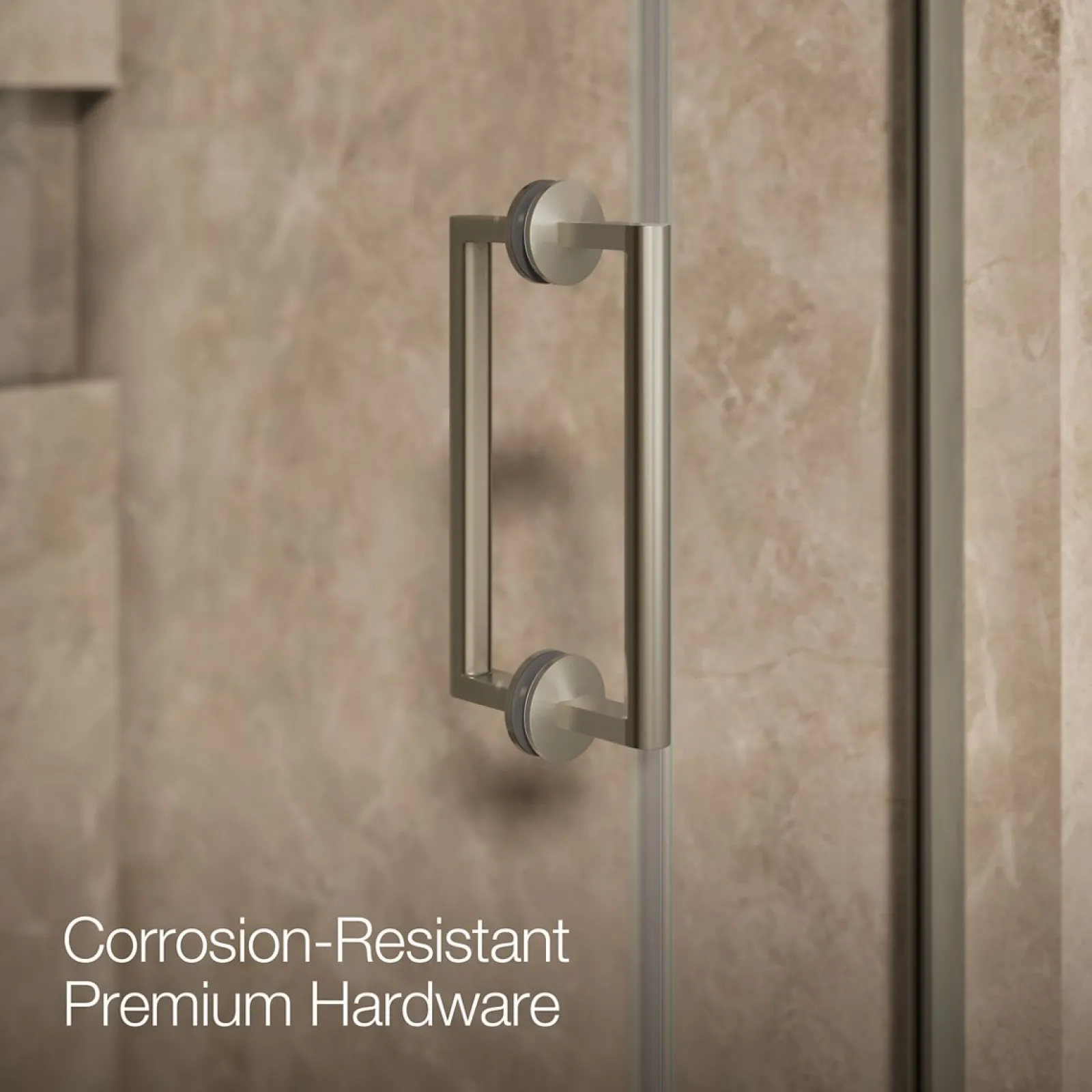 39-5/8"-40-3/8" W x 71-9/16" H pivot shower door with 3/8"-thick Crystal Clear glass^Kohler