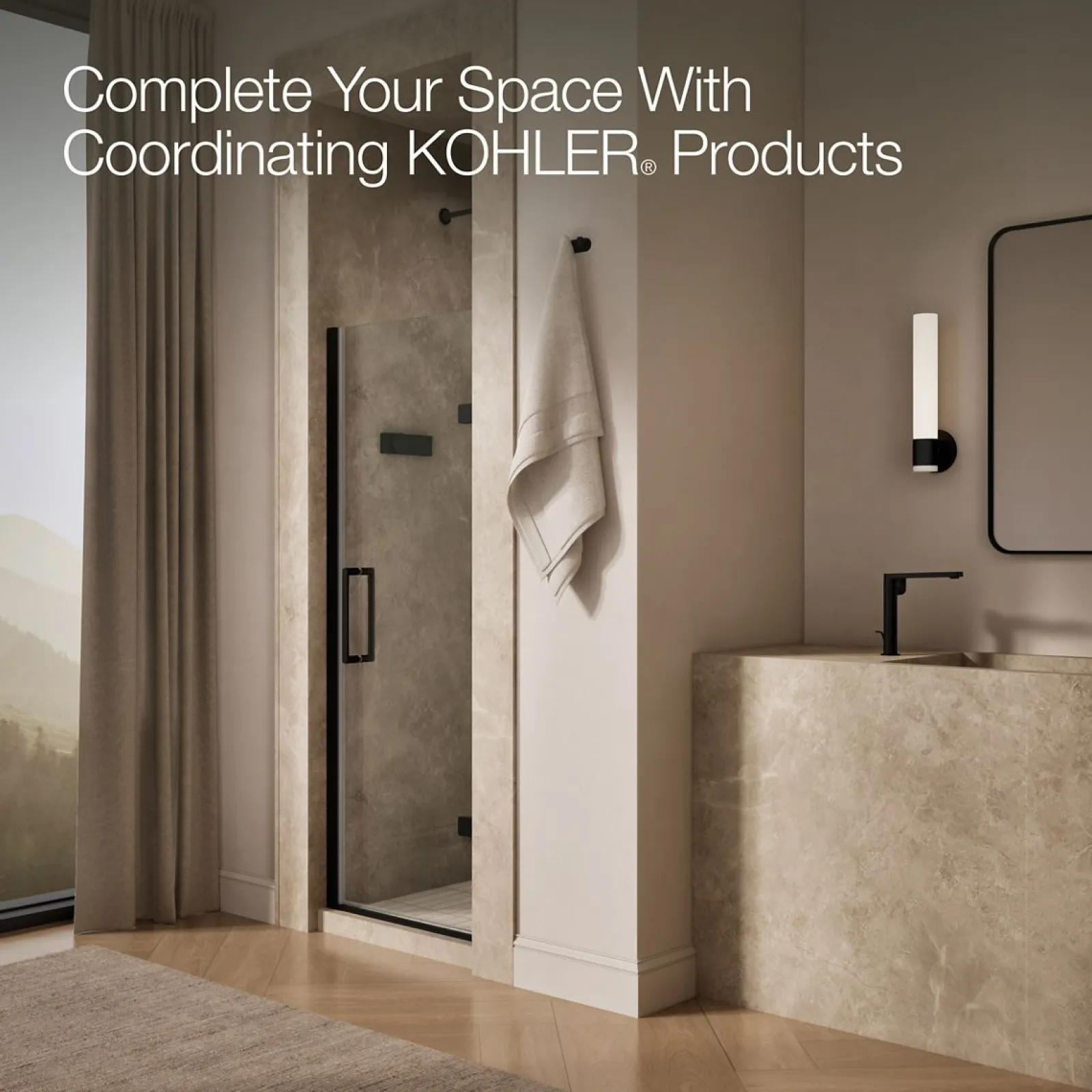 27-5/8"-28-3/8" W x 71-5/8" H pivot shower door with 3/8"-thick Crystal Clear glass^Kohler New