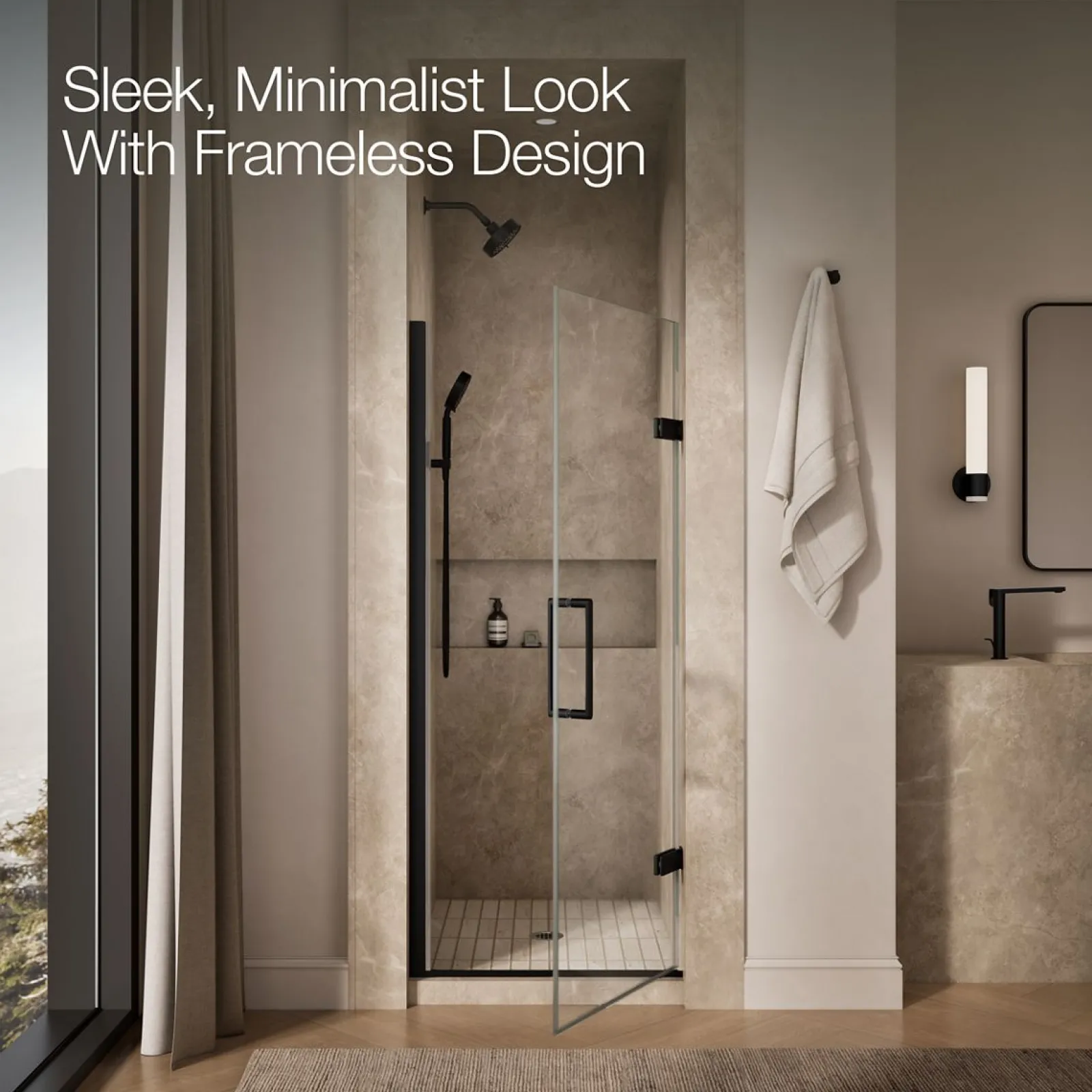29-5/8"-30-3/8" W x 71-5/8" H pivot shower door with 3/8"-thick Crystal Clear glass^Kohler Hot