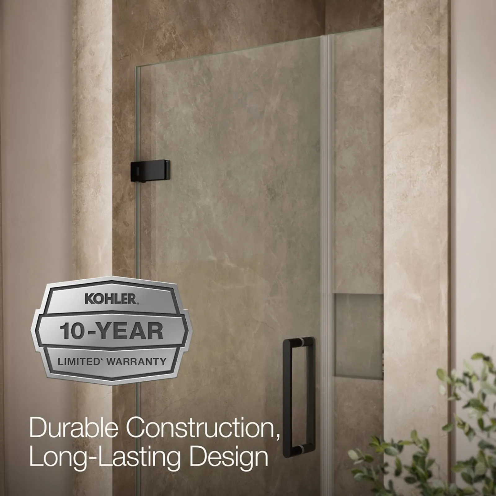 33-5/8"-34-3/8" W x 71-9/16" H pivot shower door with 3/8"-thick Crystal Clear glass^Kohler Clearance