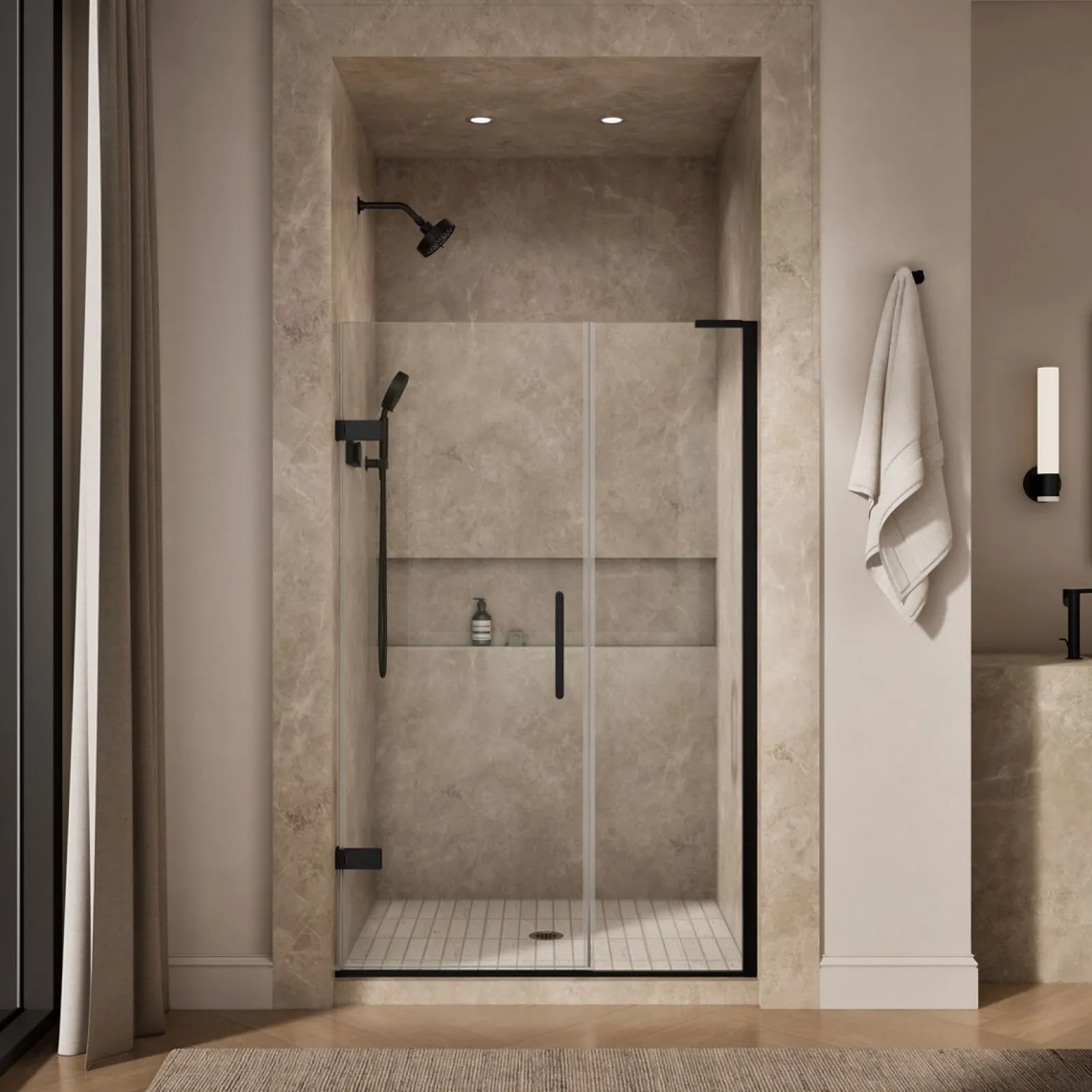 46"-46-3/4" W x 71-3/4" H pivot shower door with 3/8"-thick Crystal Clear glass^Kohler Online