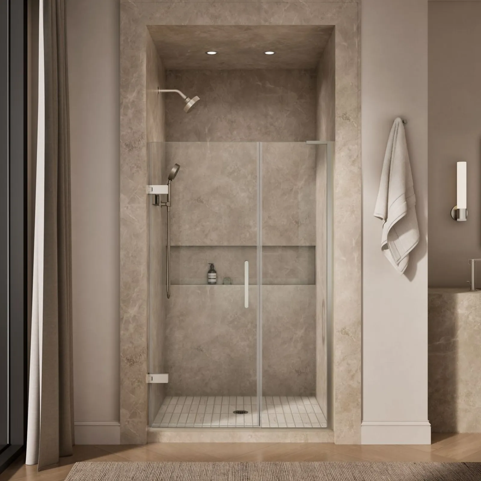 46"-46-3/4" W x 71-3/4" H pivot shower door with 3/8"-thick Crystal Clear glass^Kohler Online