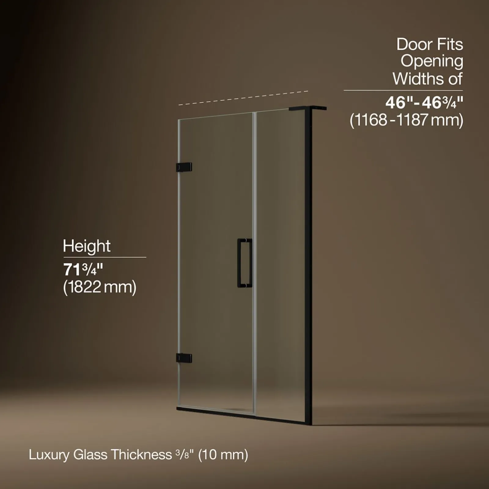 46"-46-3/4" W x 71-3/4" H pivot shower door with 3/8"-thick Crystal Clear glass^Kohler Online