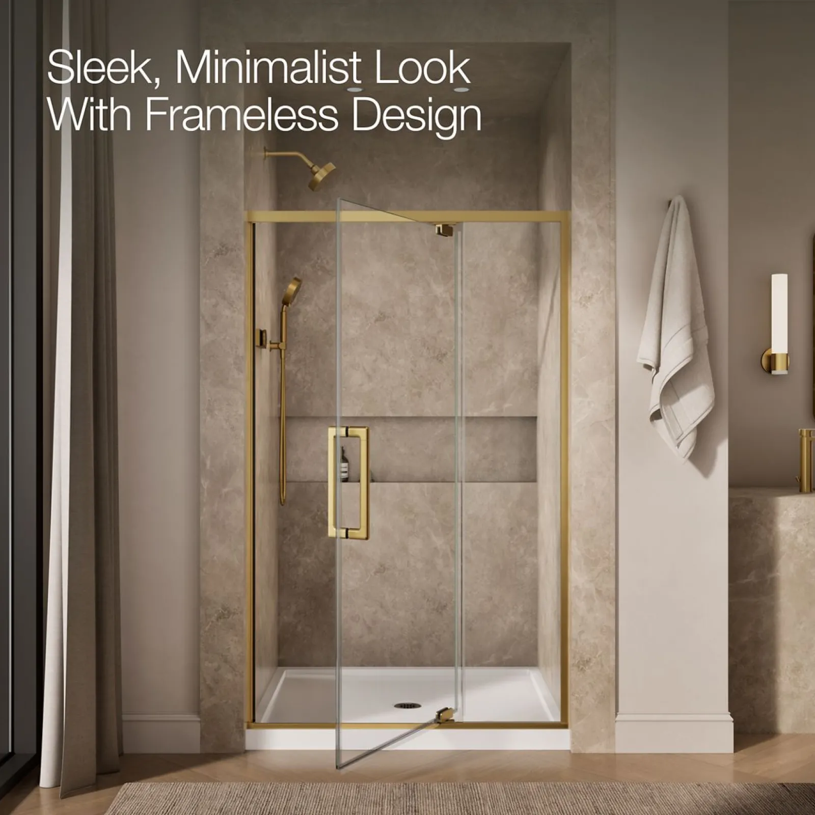 42"-48" W x 76" H pivot shower door with 5/16"-thick Crystal Clear glass^Kohler Best