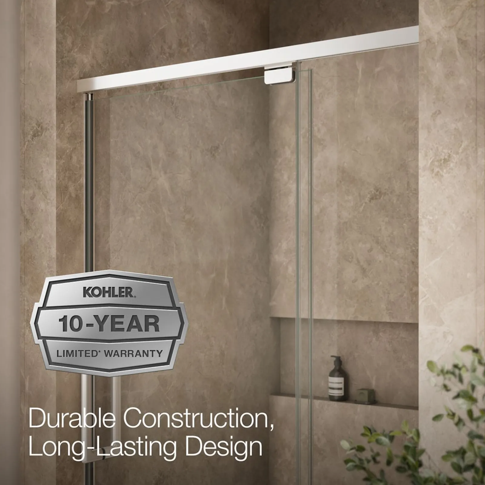 42"-48" W x 76" H pivot shower door with 5/16"-thick Crystal Clear glass^Kohler Best
