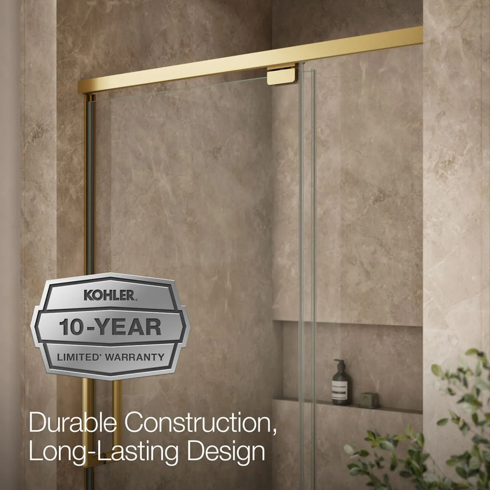 42"-48" W x 76" H pivot shower door with 5/16"-thick Crystal Clear glass^Kohler Best