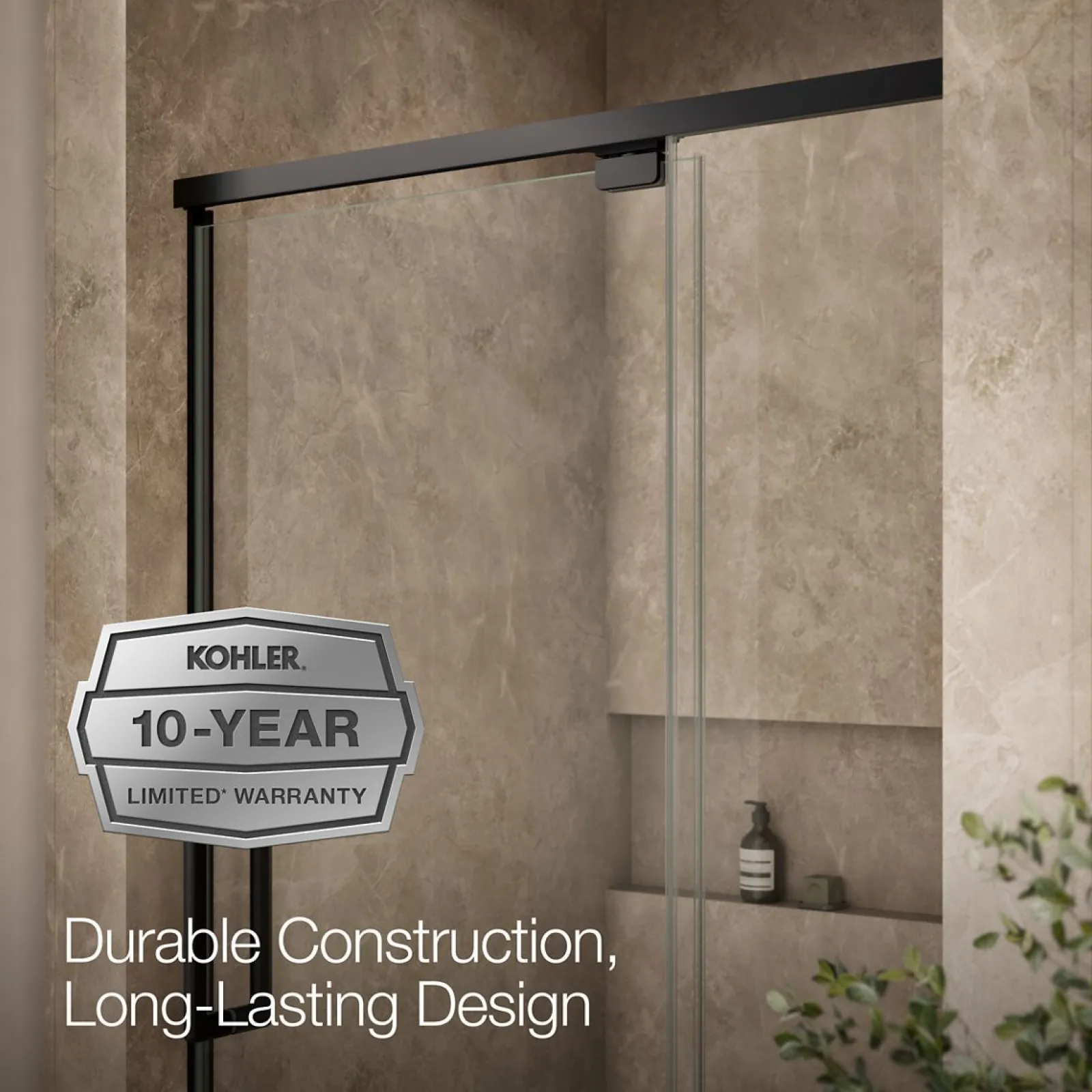 42"-48" W x 76" H pivot shower door with 5/16"-thick Crystal Clear glass^Kohler Best