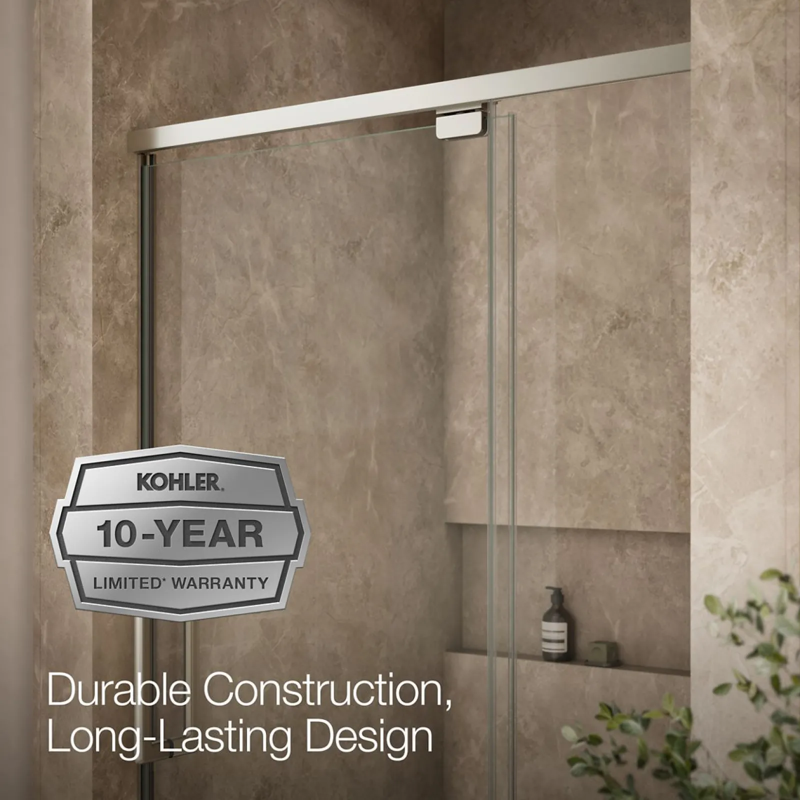 42"-48" W x 76" H pivot shower door with 5/16"-thick Crystal Clear glass^Kohler Best