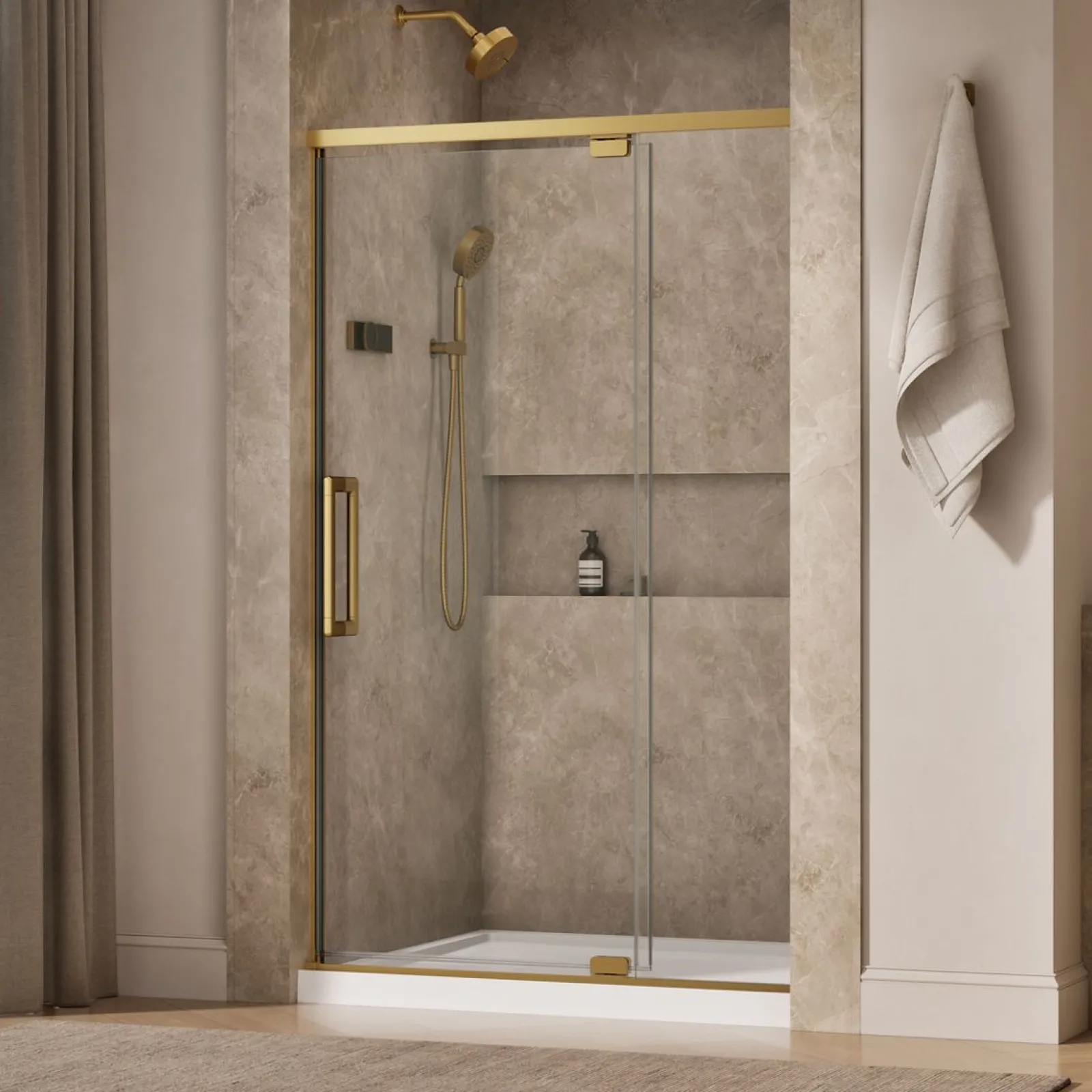 42"-48" W x 76" H pivot shower door with 5/16"-thick Crystal Clear glass^Kohler Best