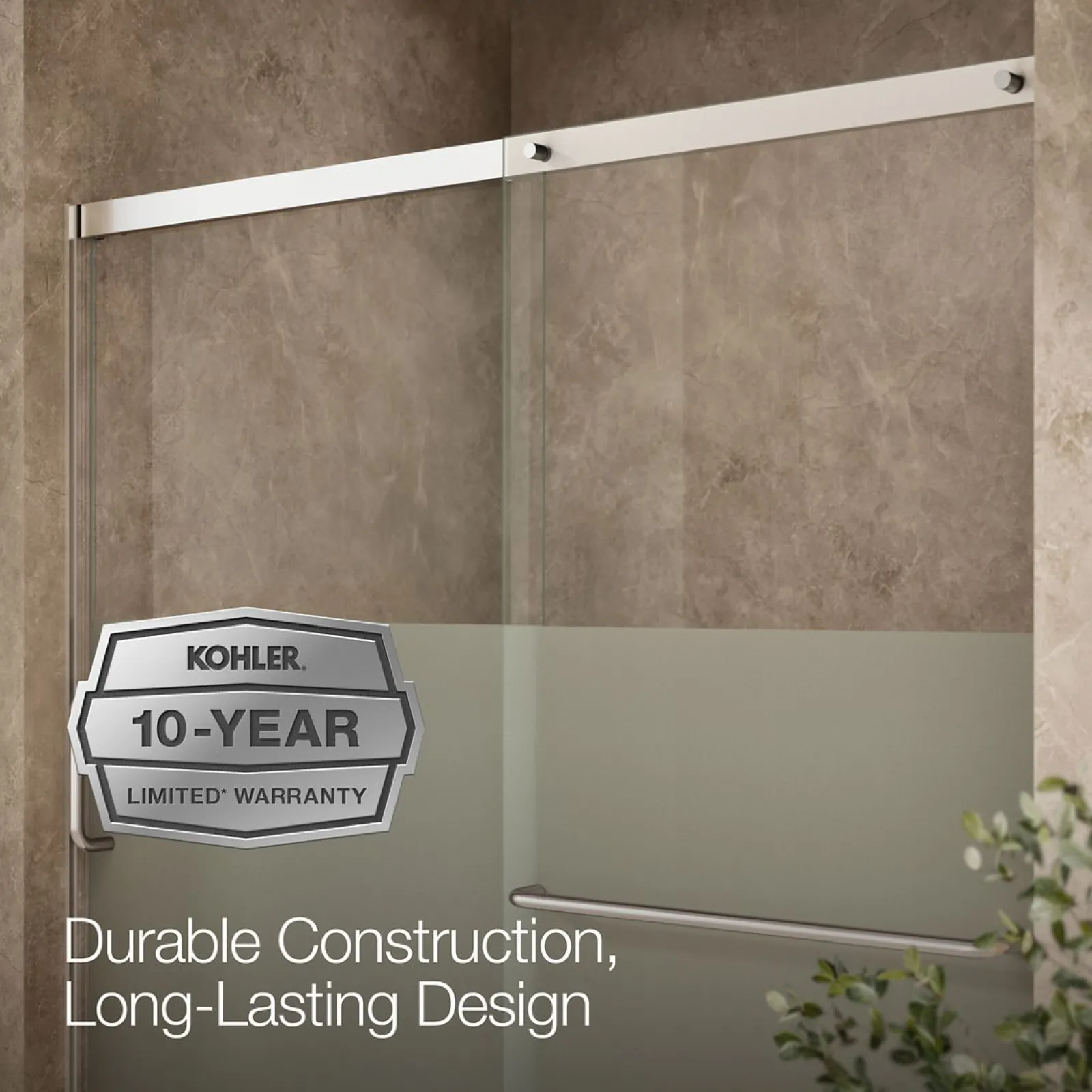 56-1/4"-59-5/8" W x 56-3/4" H sliding bath door with 5/16"-thick Crystal Clear glass^Kohler Sale