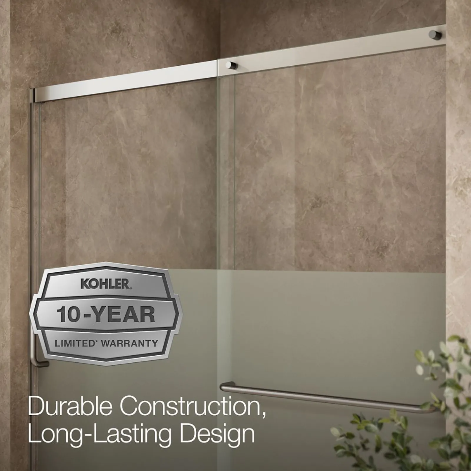 56-1/4"-59-5/8" W x 56-3/4" H sliding bath door with 5/16"-thick Crystal Clear glass^Kohler Sale