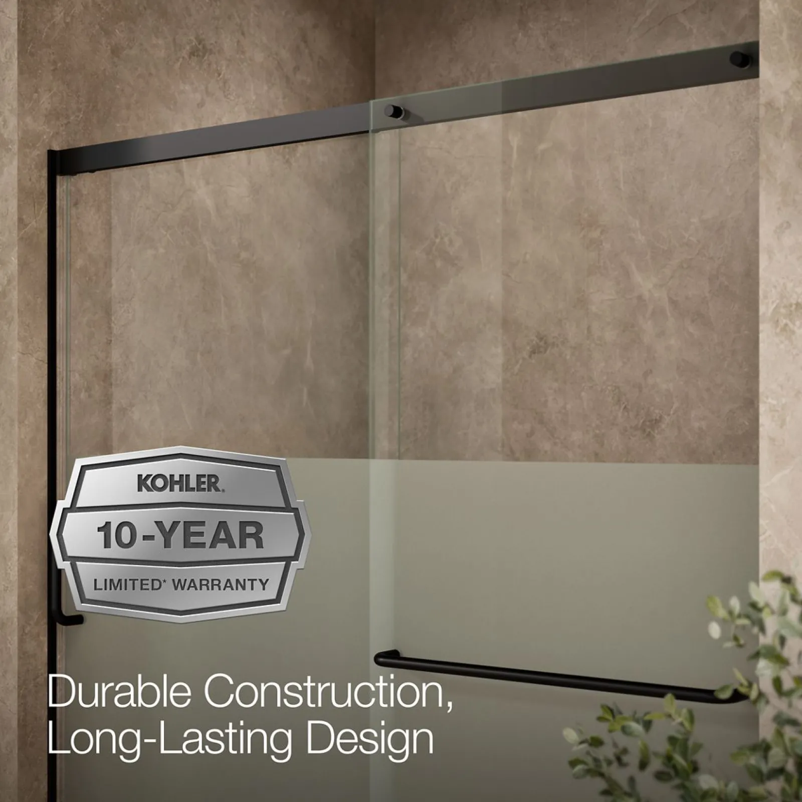 56-1/4"-59-5/8" W x 56-3/4" H sliding bath door with 5/16"-thick Crystal Clear glass^Kohler Sale