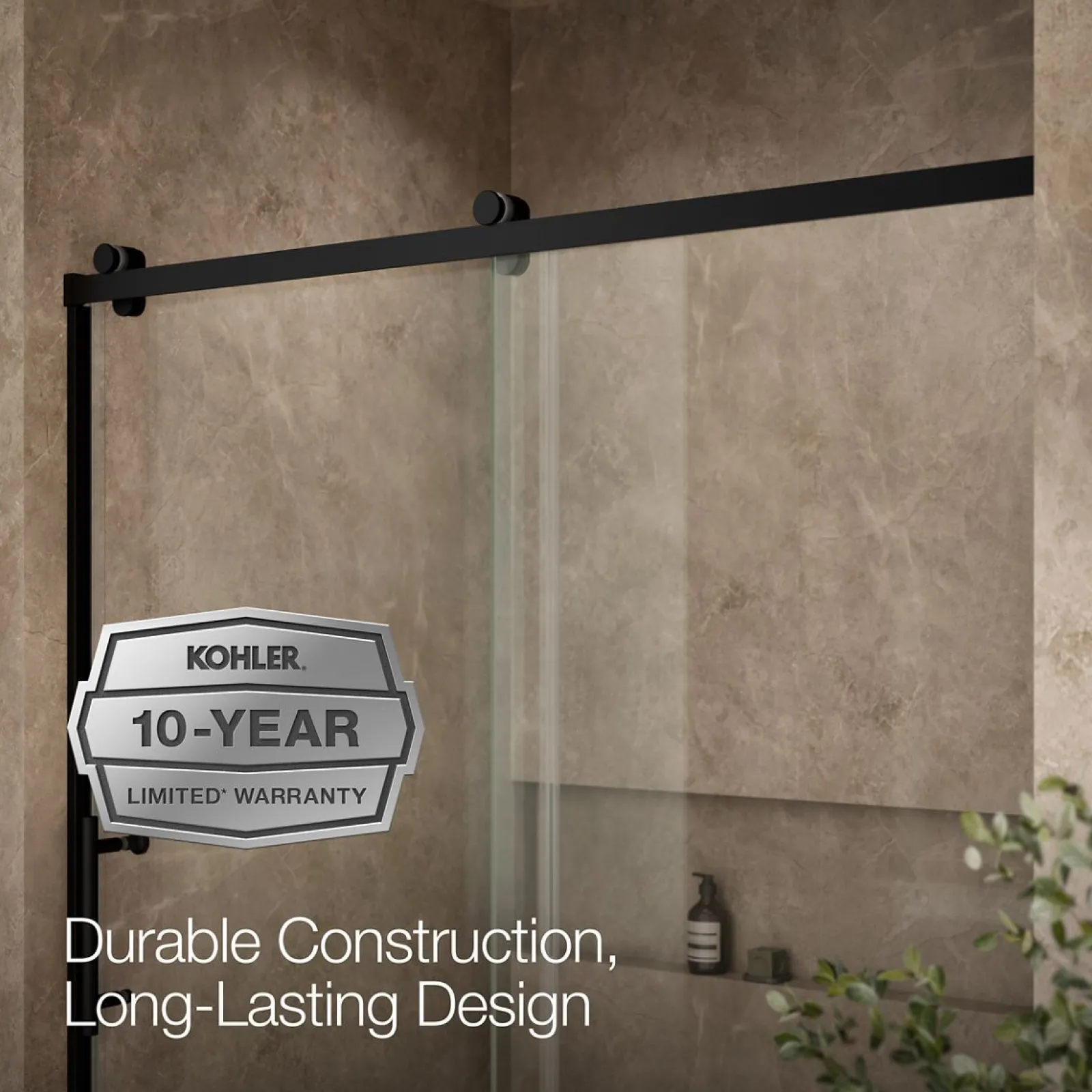 56-5/8"-59-5/8" W x 62-1/2" H sliding bath door with 3/8"-thick Crystal Clear glass^Kohler Online