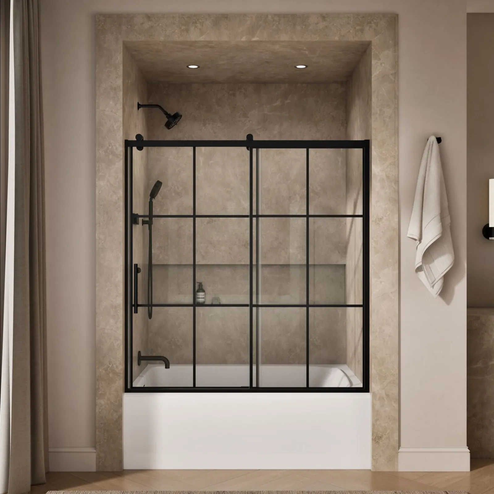 56-5/8"-59-5/8" W x 62-1/2" H sliding bath door with 3/8"-thick Crystal Clear glass^Kohler Best