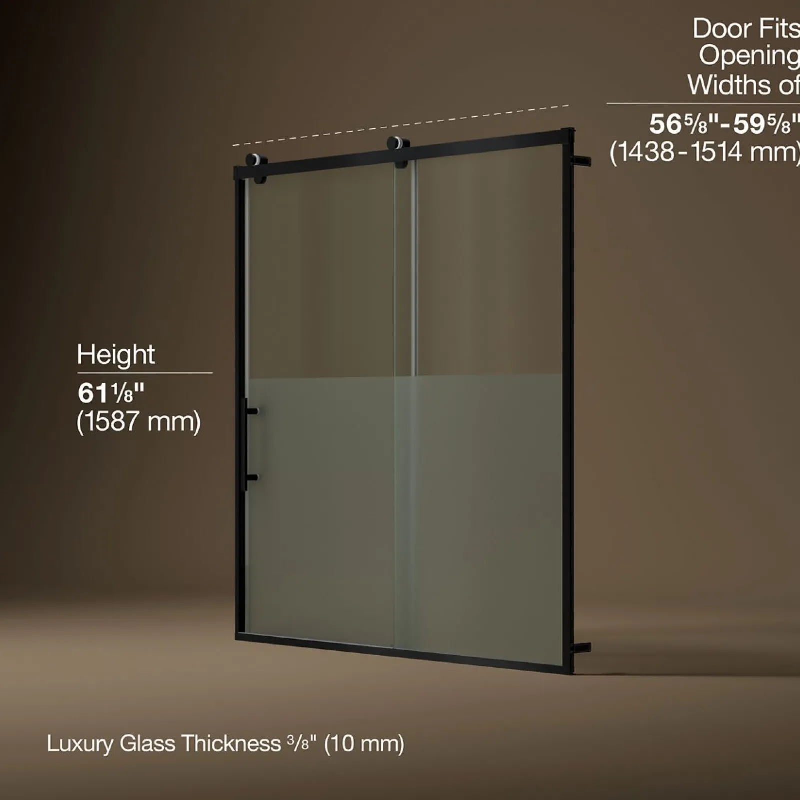 56-5/8"-59-5/8" W x 62-1/2" H sliding bath door with 3/8"-thick Crystal Clear glass^Kohler Sale