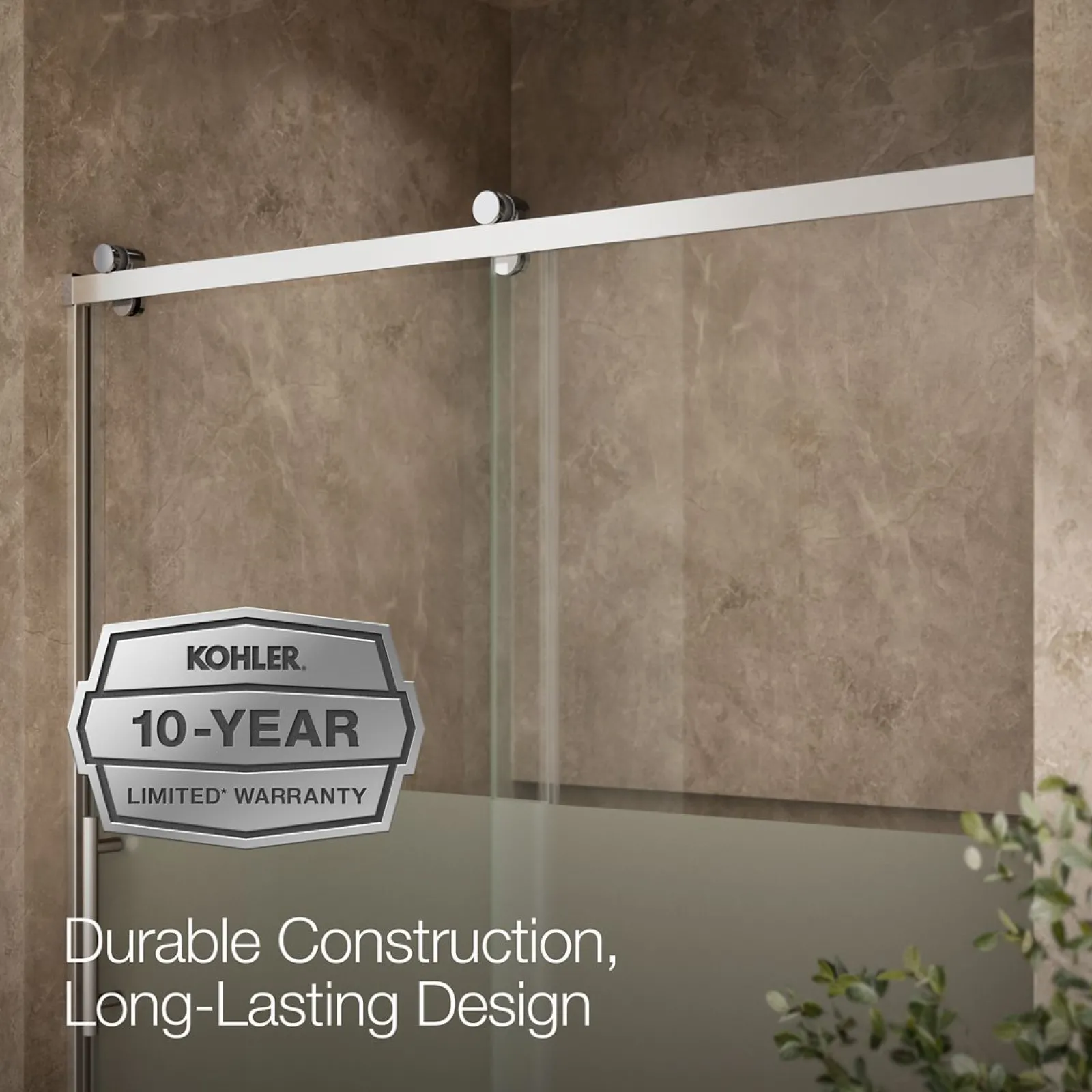 56-5/8"-59-5/8" W x 62-1/2" H sliding bath door with 3/8"-thick Crystal Clear glass^Kohler Sale