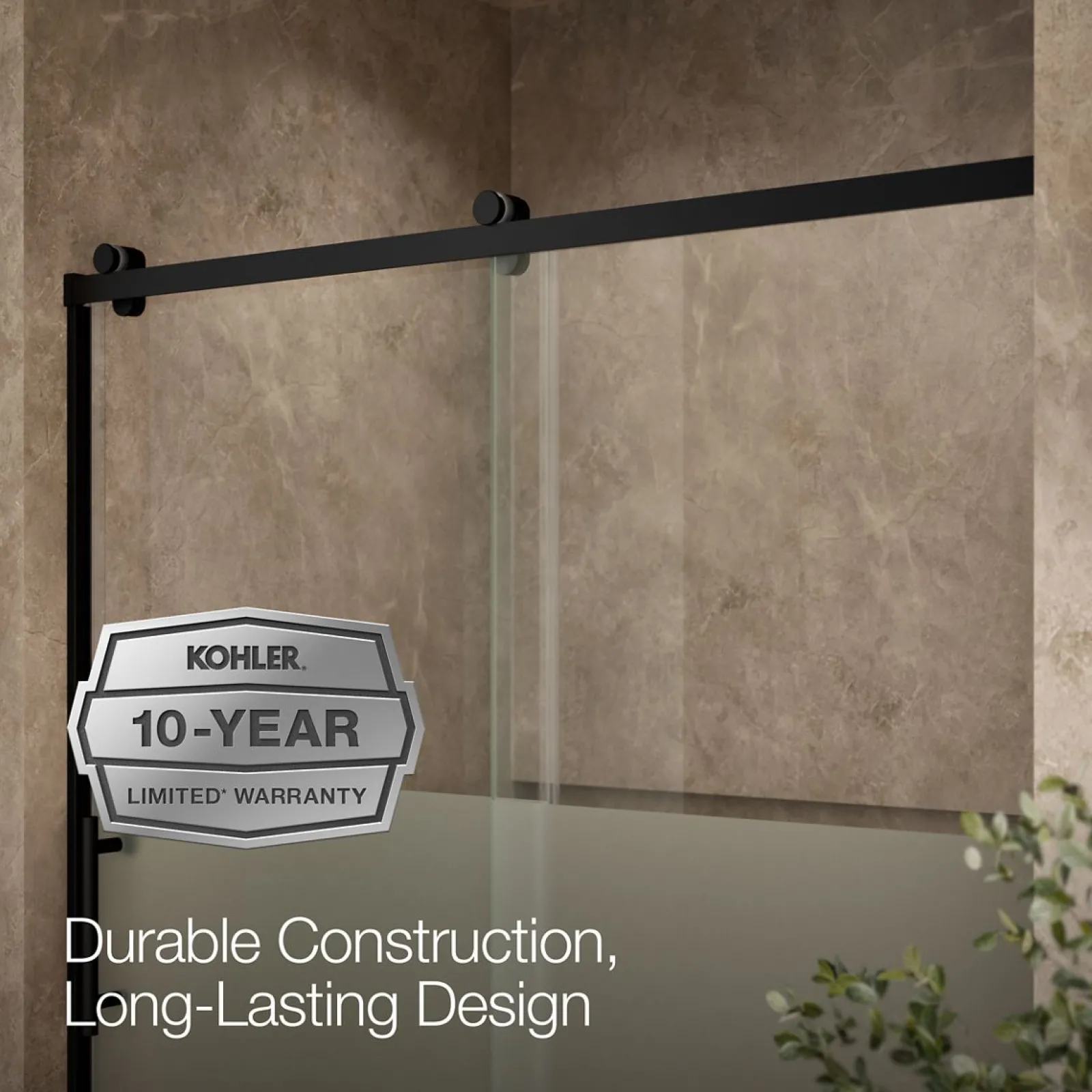56-5/8"-59-5/8" W x 62-1/2" H sliding bath door with 3/8"-thick Crystal Clear glass^Kohler Sale