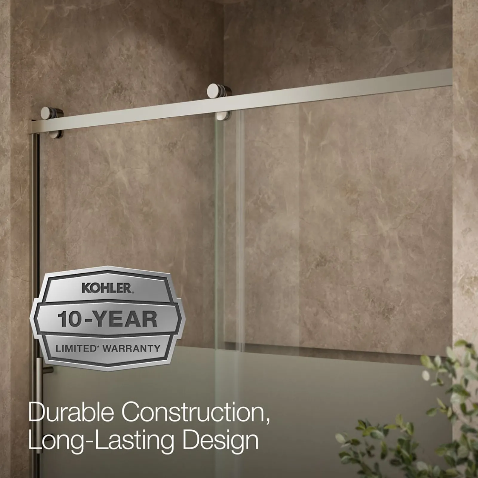 56-5/8"-59-5/8" W x 62-1/2" H sliding bath door with 3/8"-thick Crystal Clear glass^Kohler Sale