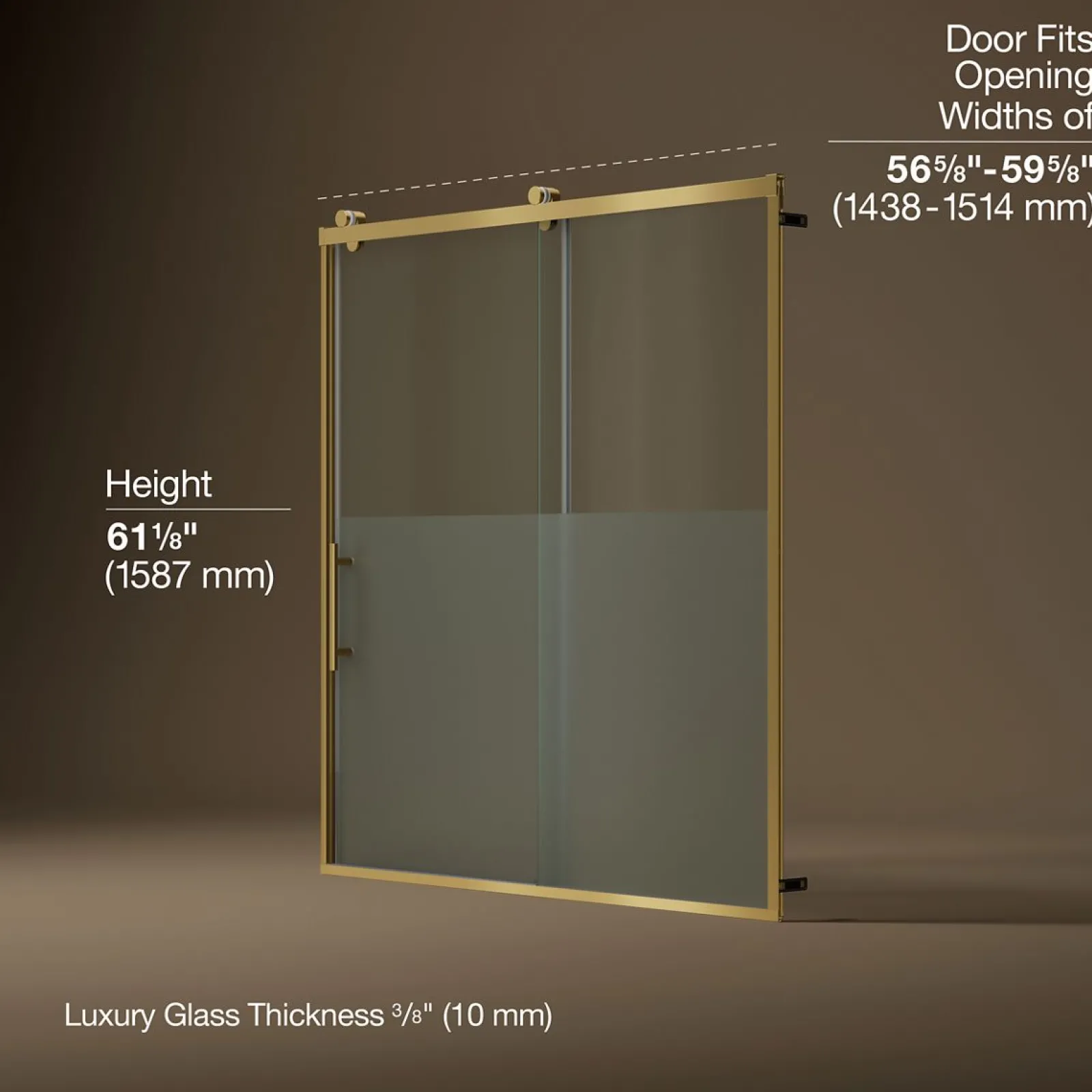 56-5/8"-59-5/8" W x 62-1/2" H sliding bath door with 3/8"-thick Crystal Clear glass^Kohler Sale