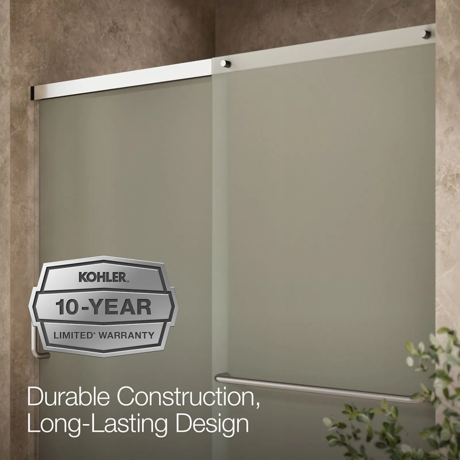 56-1/4"-59-5/8" W x 56-3/4" H sliding bath door with 1/4"-thick Frosted glass^Kohler Sale