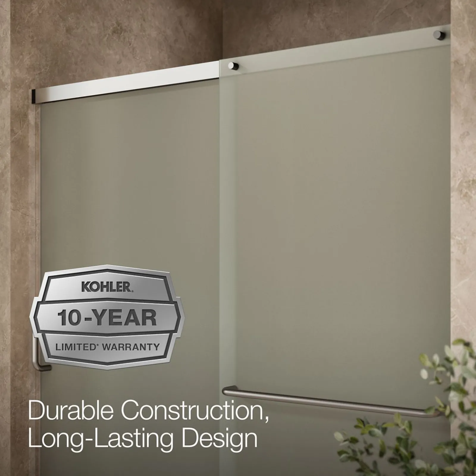 56-1/4"-59-5/8" W x 56-3/4" H sliding bath door with 1/4"-thick Frosted glass^Kohler Sale