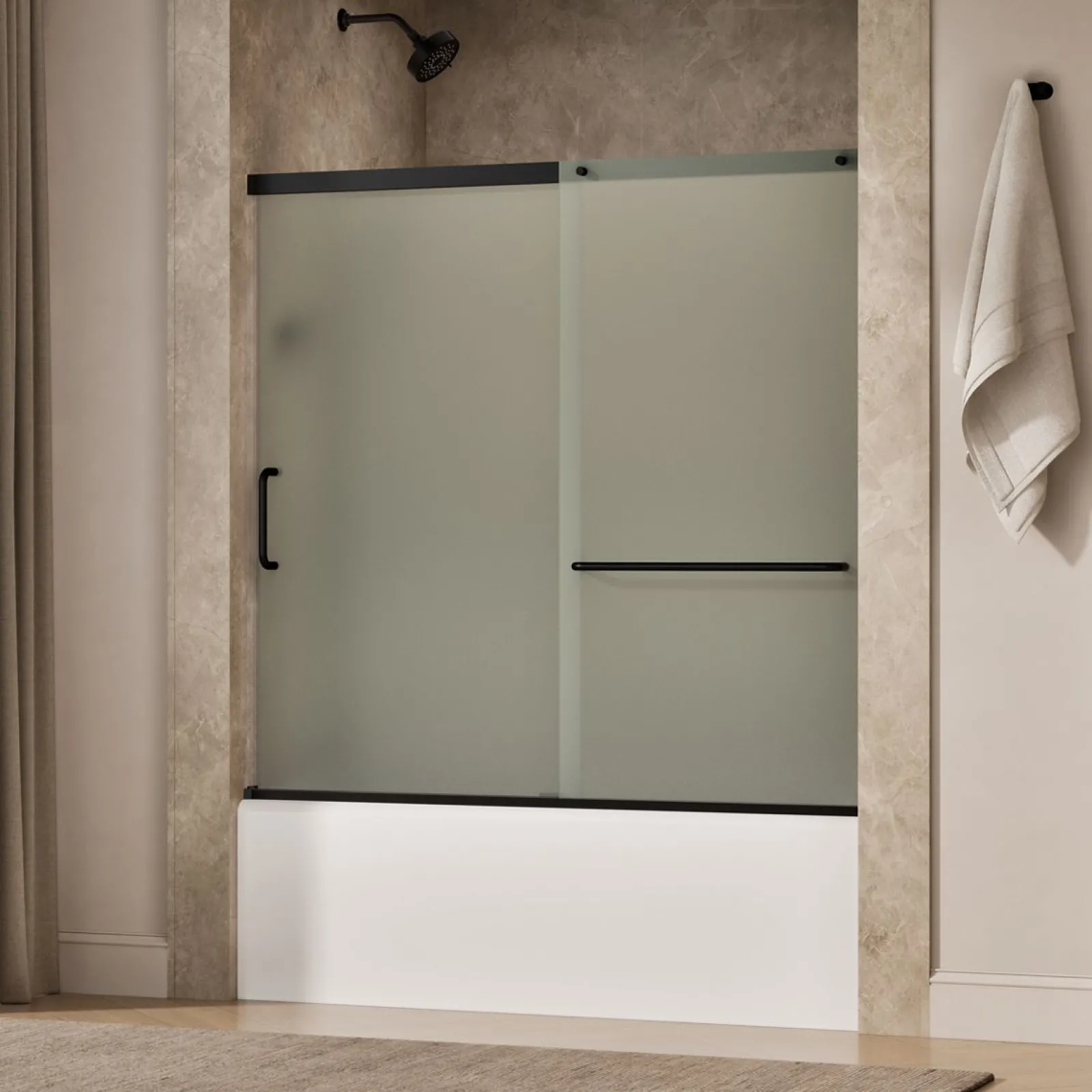 56-1/4"-59-5/8" W x 56-3/4" H sliding bath door with 1/4"-thick Frosted glass^Kohler Sale