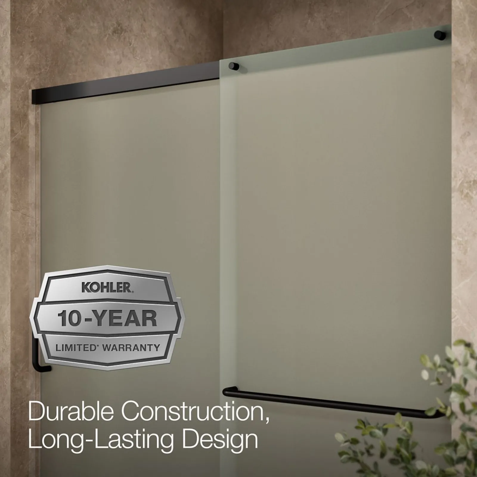 56-1/4"-59-5/8" W x 56-3/4" H sliding bath door with 1/4"-thick Frosted glass^Kohler Sale